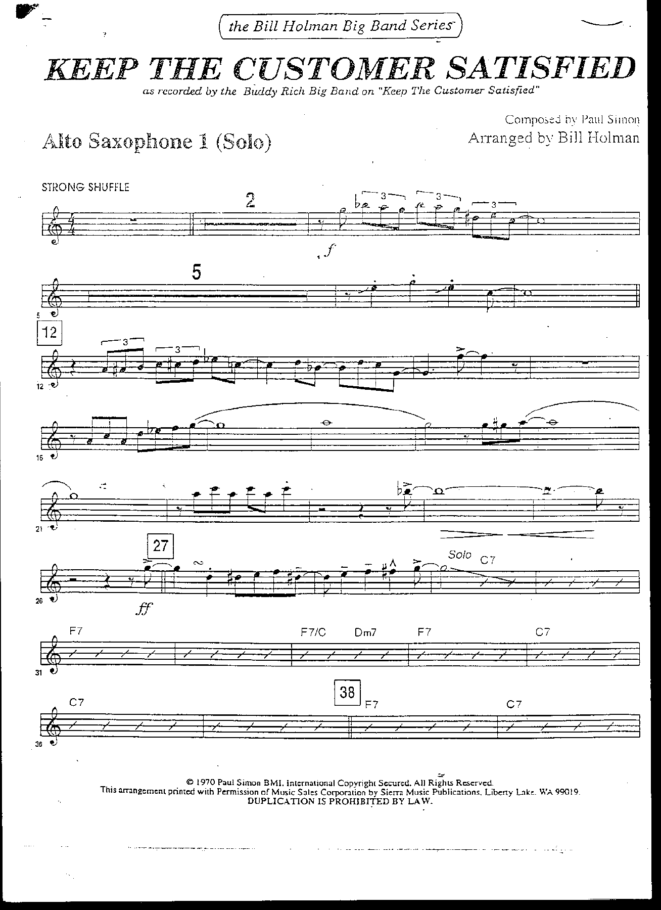 Keep The Customer Satisfied (B.Holman) B.Rich — sheet music cover (first page)