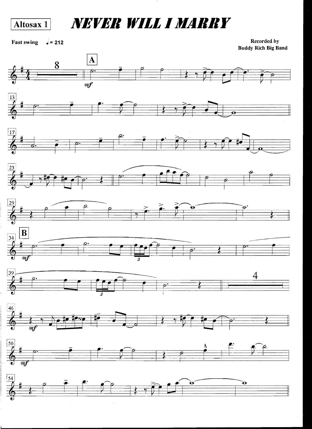 Never Will I Marry — sheet music preview