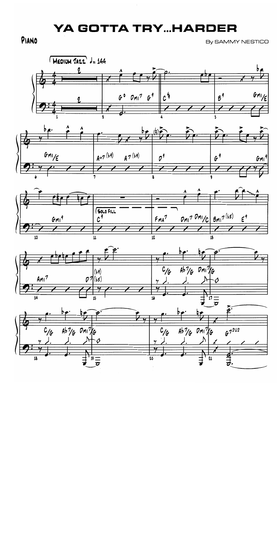 Ya Gotta Try...Harder — sheet music cover (first page)