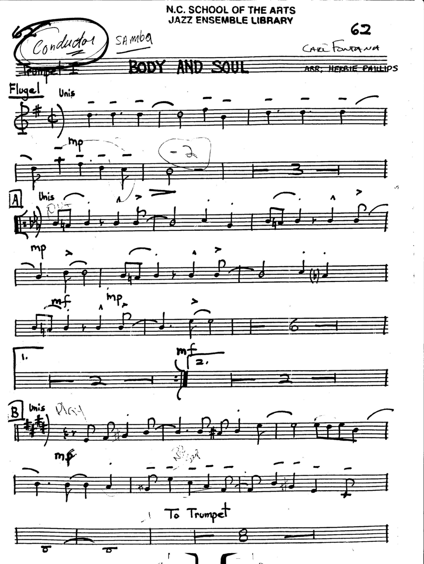 Body And Soul (H.Phillips) Carl Fontana Solo) — Big Band sheet music by Carl Saunders Big Band | Jazz Standard
