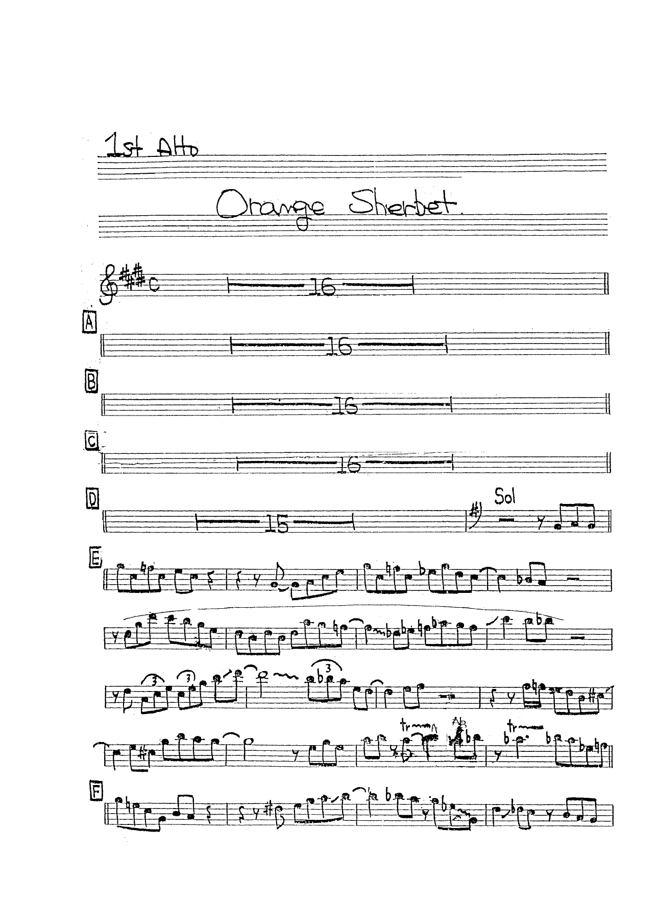 Orange Sherbert — sheet music cover (first page)