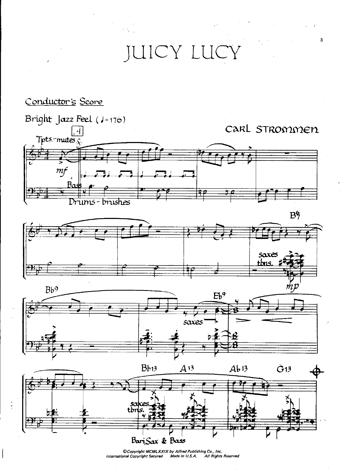 Juicy Lucy — sheet music cover (first page)