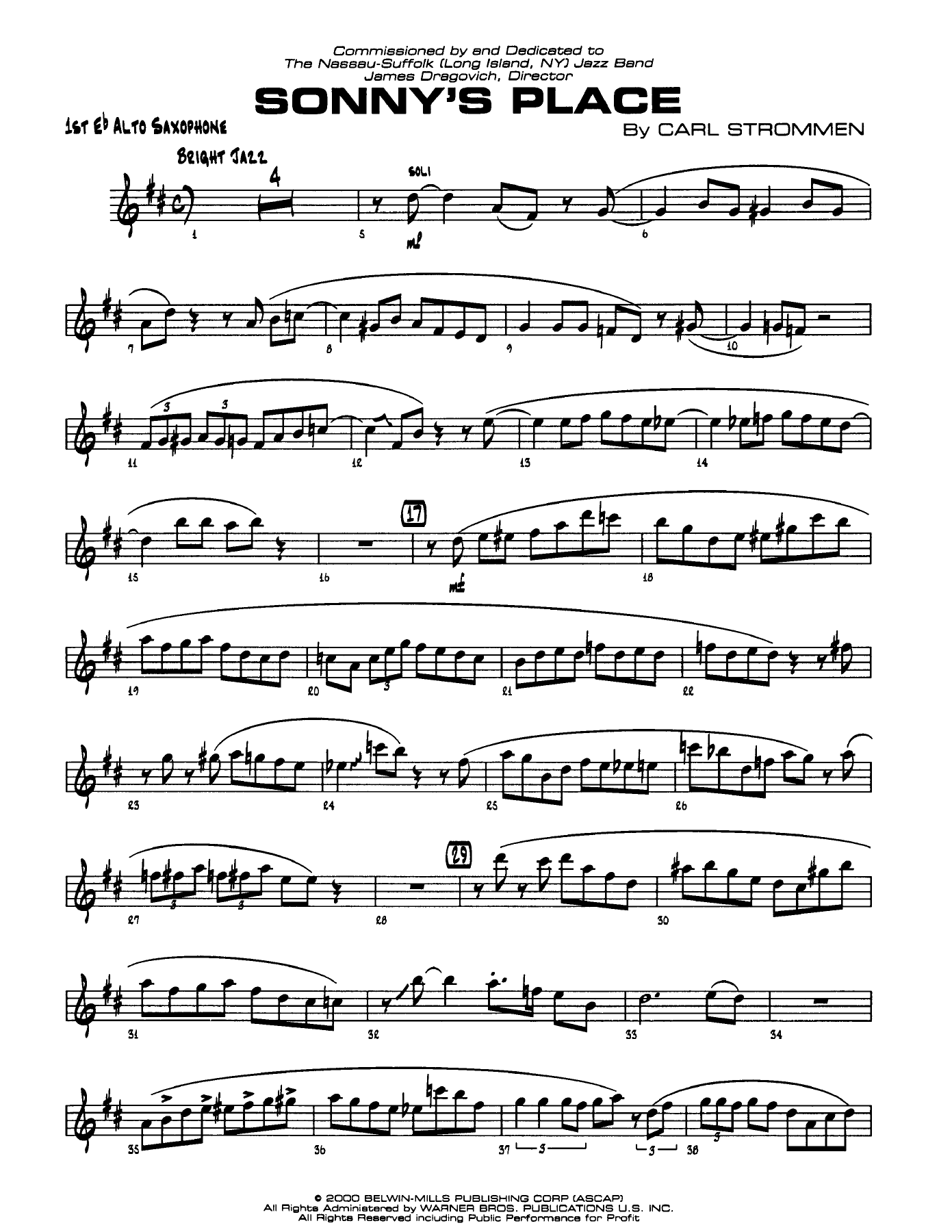 Sonny's Place — sheet music cover (first page)
