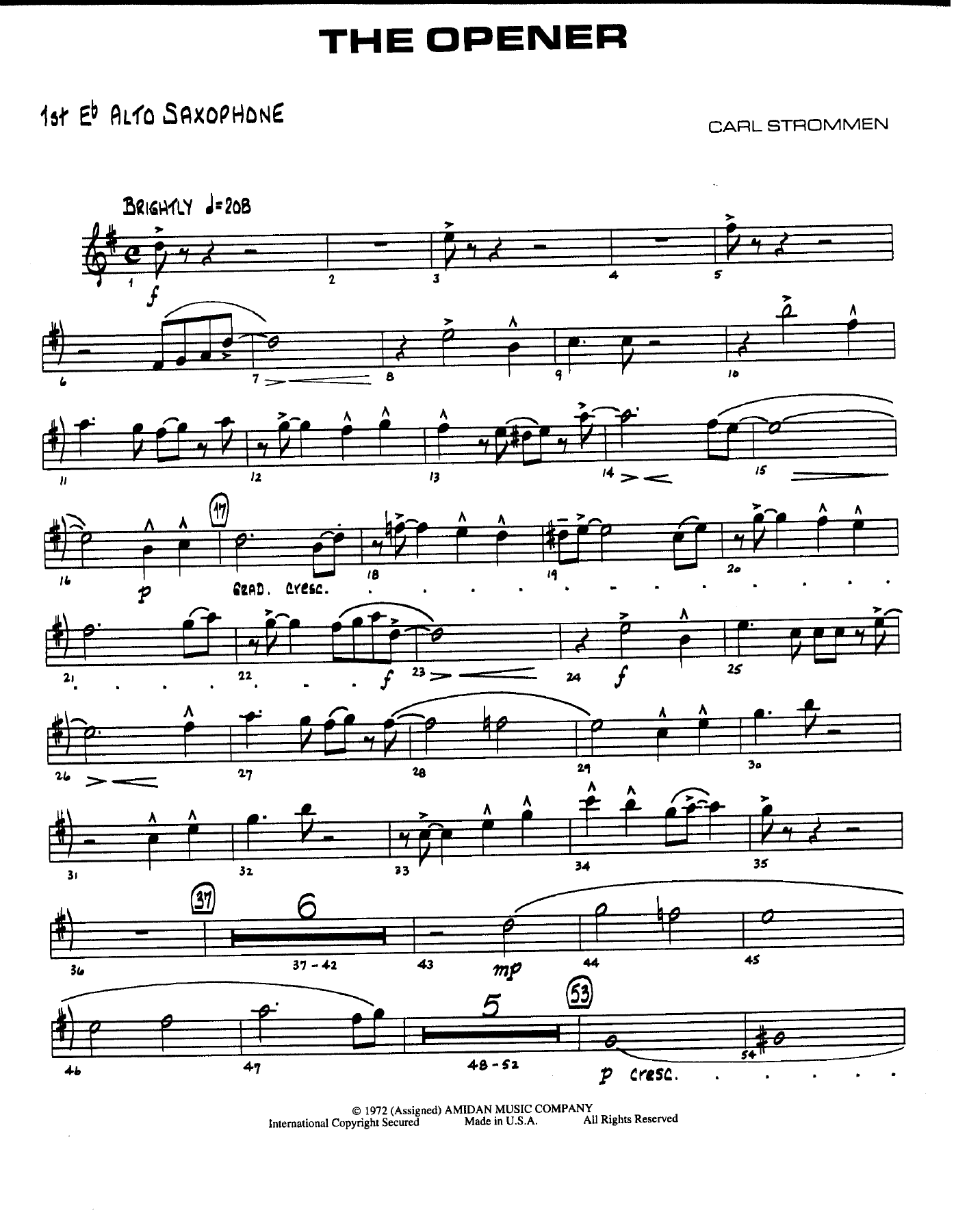 The Opener — sheet music cover (first page)
