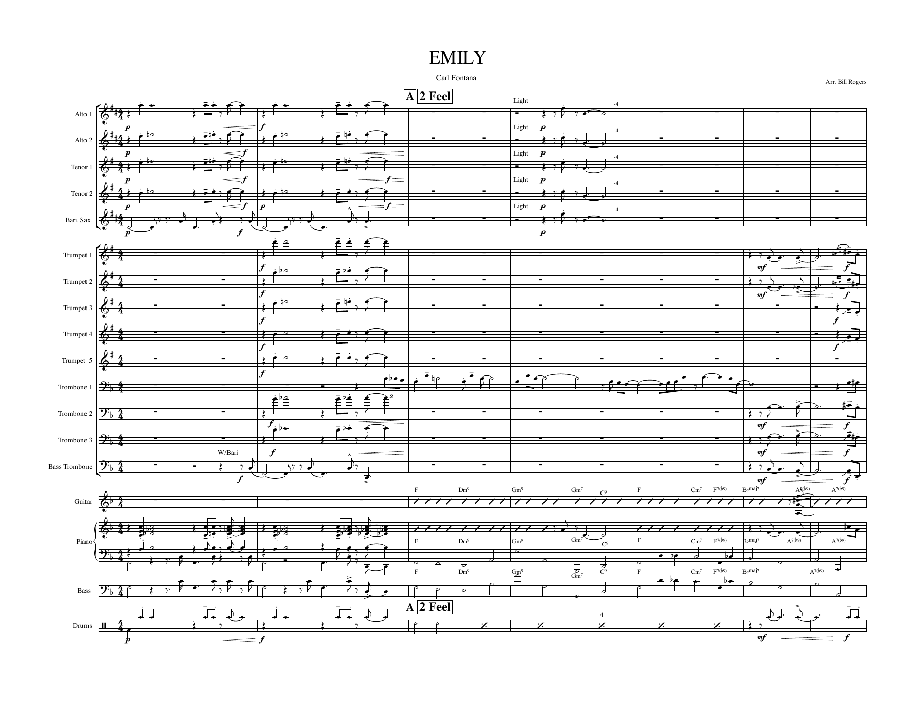 Emily (B.Rogers) For Carl Fontana.54 — Big Band sheet music arranged by Carl Saunders Big Band | Jazz Standard