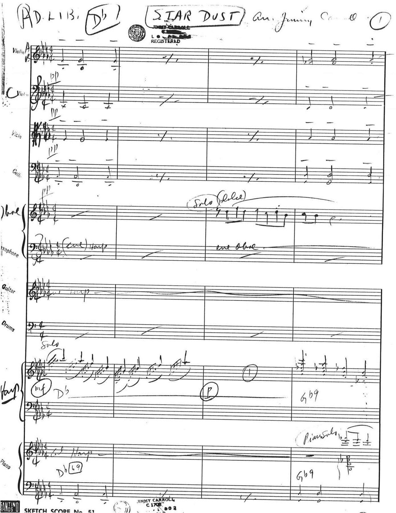 Stardust — Big Band sheet music arranged by C.Parker with Strings | Jazz Standard