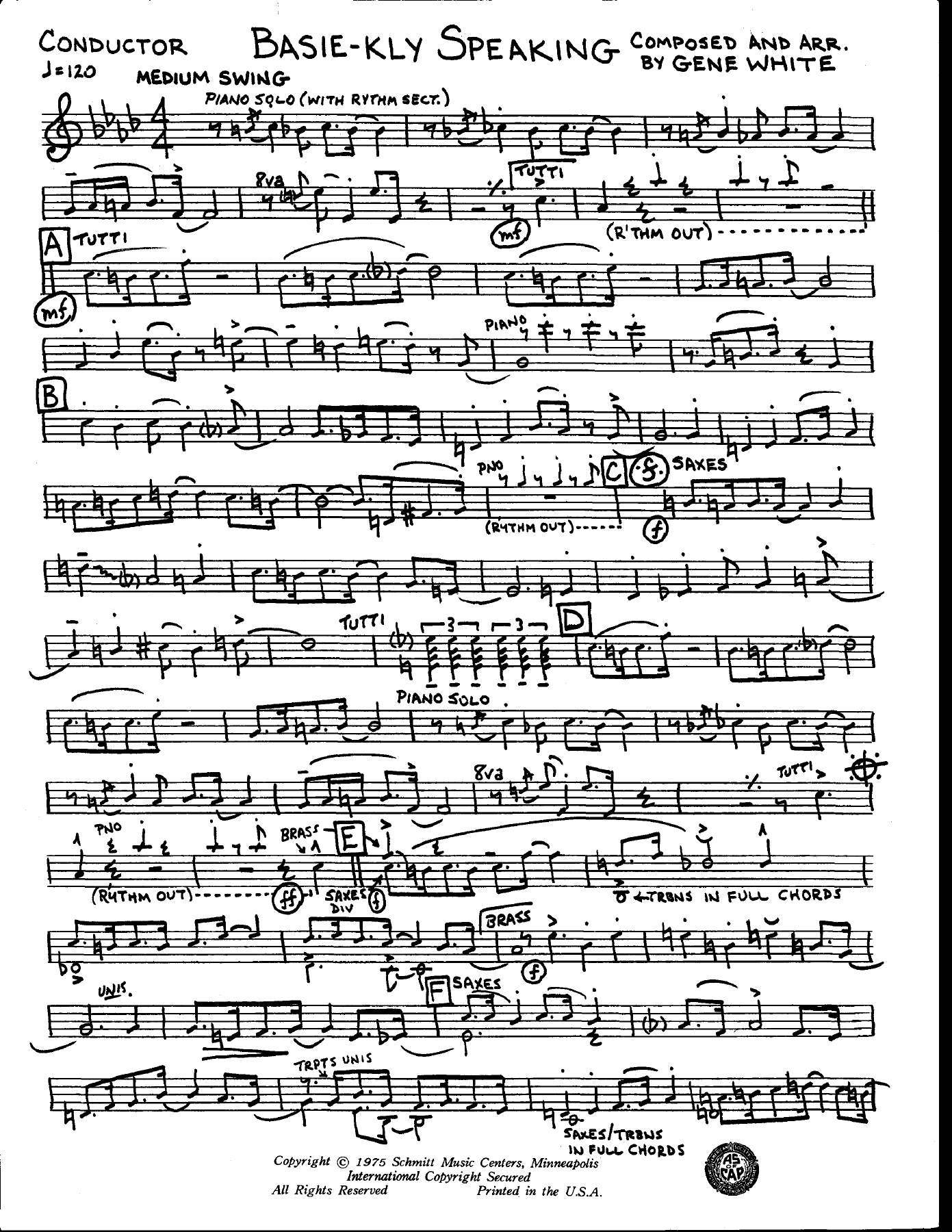 Basie-Kly Speaking — sheet music cover (first page)