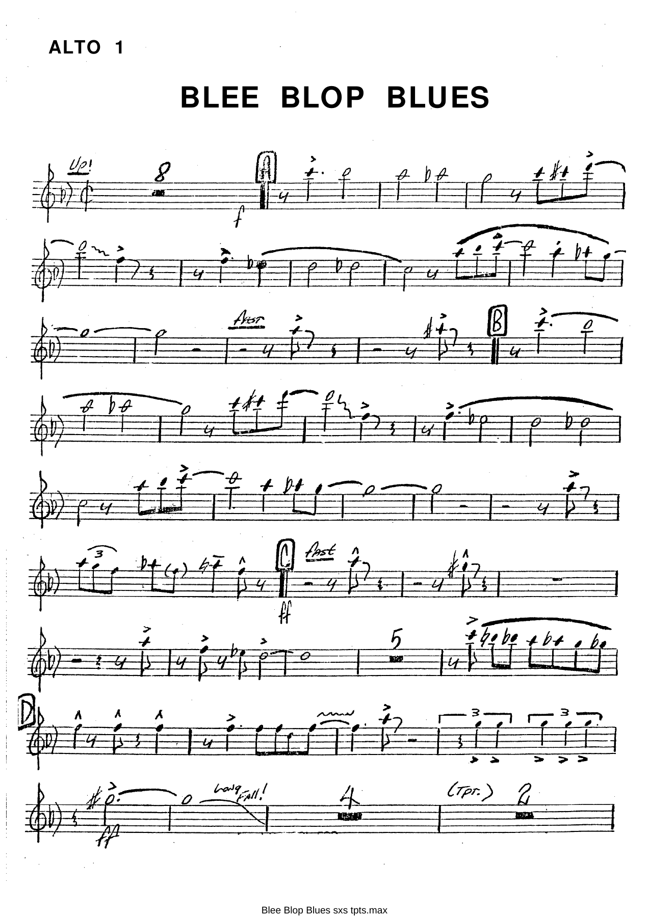 Blee Blop Blues (E.Wilkins) C.Basie — Big Band sheet music arranged by Count Basie | Jazz Standard