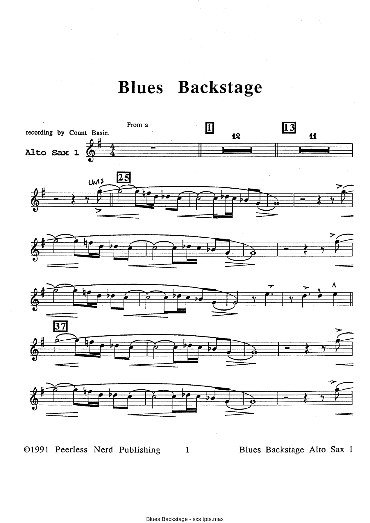 Blues Backstage (F.Foster) C.Basie — Big Band sheet music arranged by Count Basie | Jazz Standard
