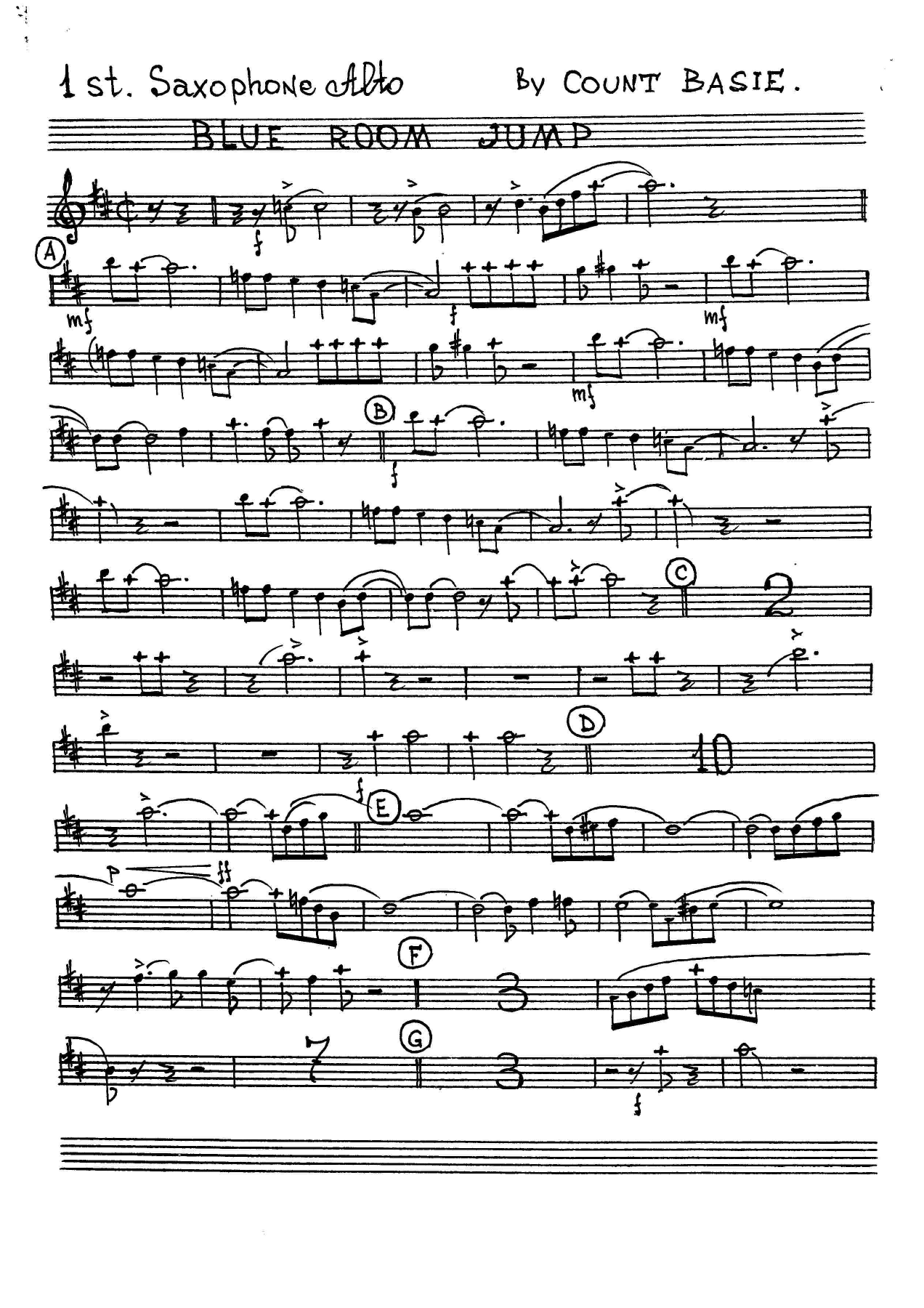 Blue Room Jump — sheet music cover (first page)