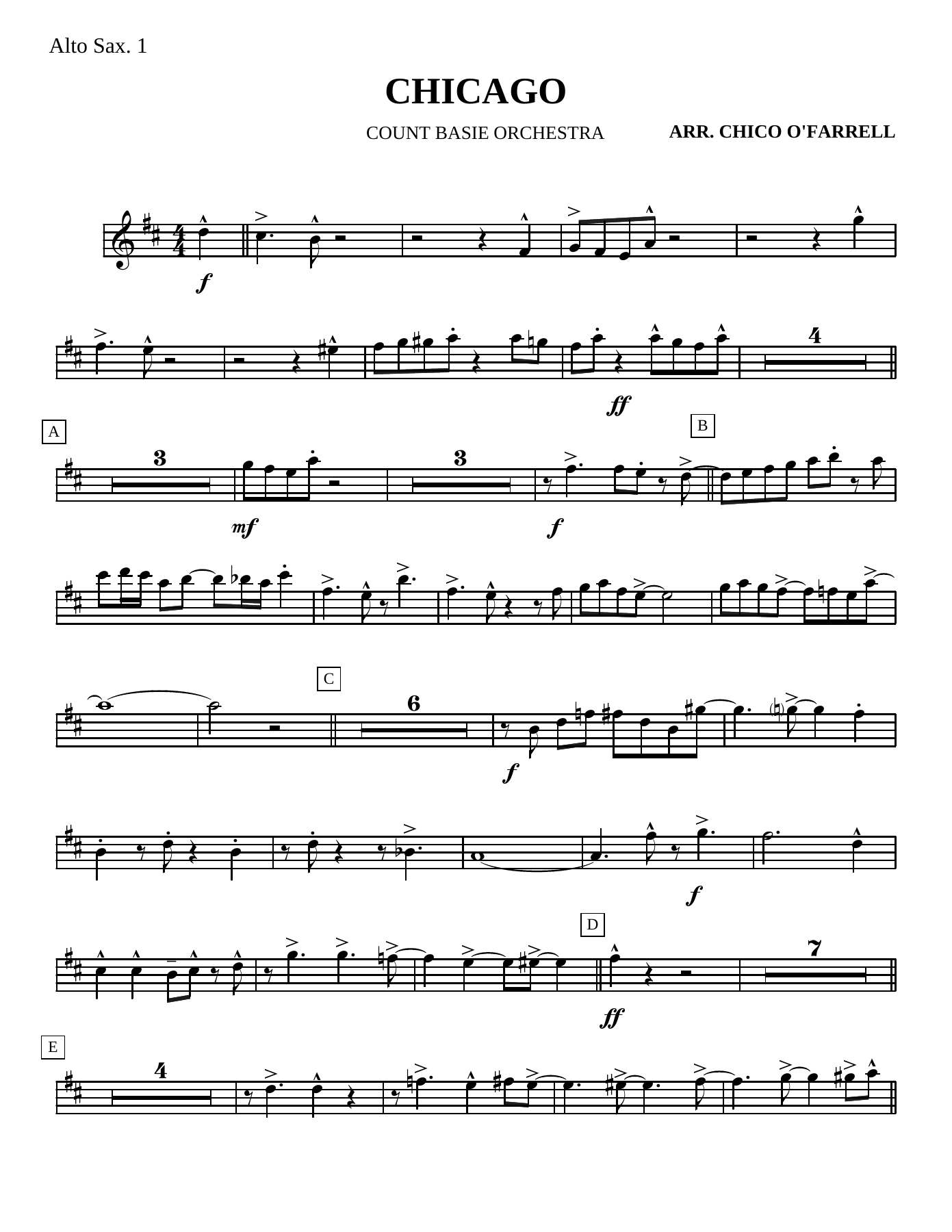 Chicago (C.O'Farrill) C.Basie — Big Band sheet music arranged by Count Basie | Jazz Standard