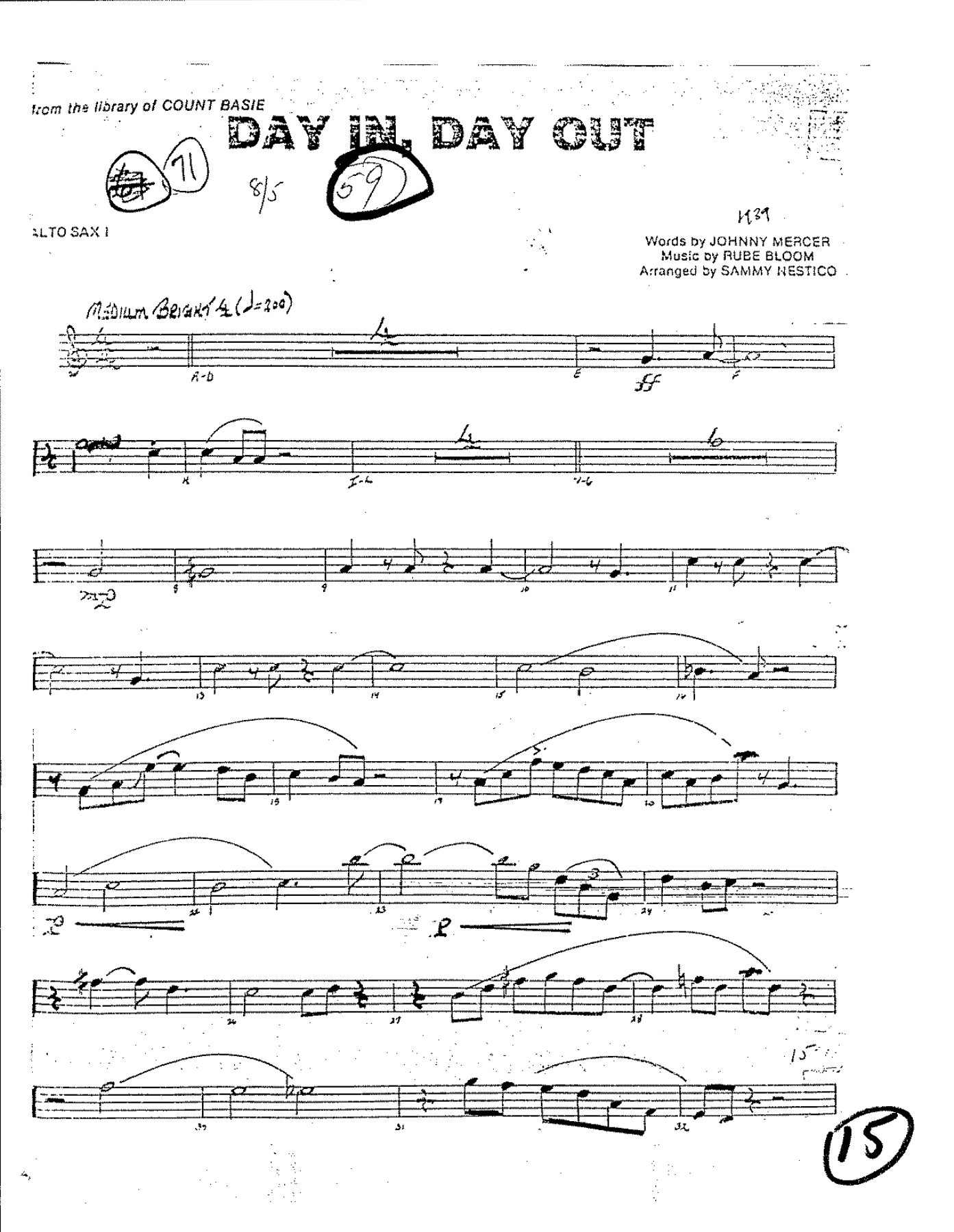 Day In, Day Out (S.Nestico) C.Basie — Big Band sheet music by Count Basie | Jazz Standard
