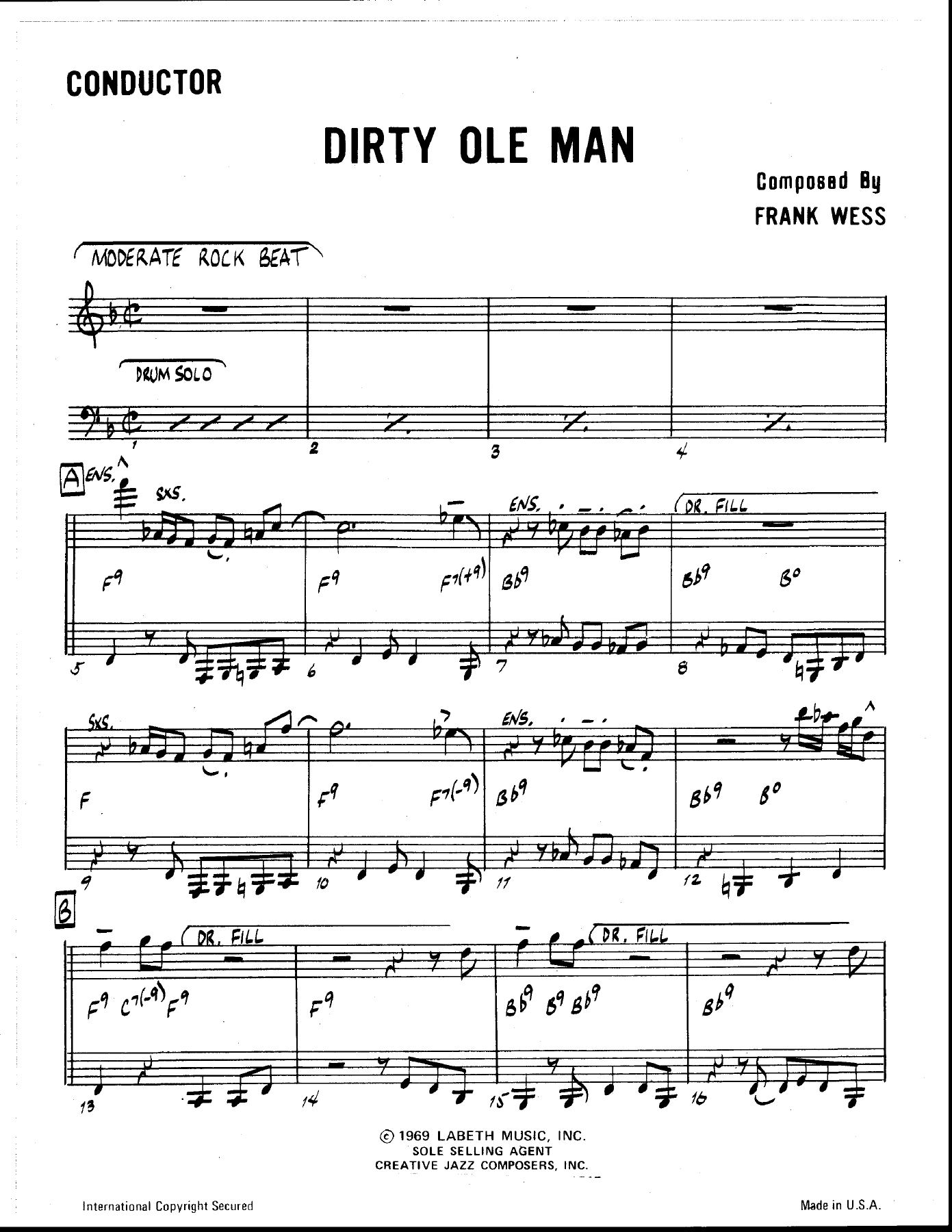 Dirty Ole Man — sheet music cover (first page)