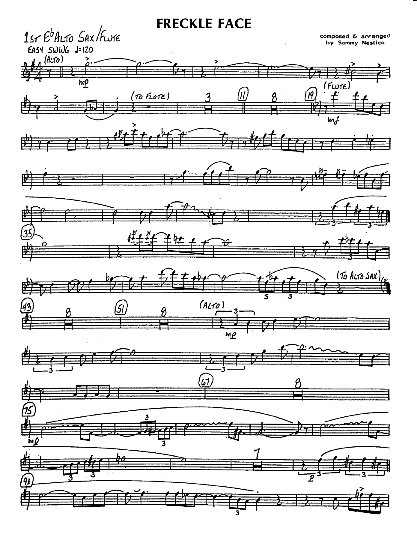 Freckle Face (S.Nestico) C.Basie — sheet music cover (first page)