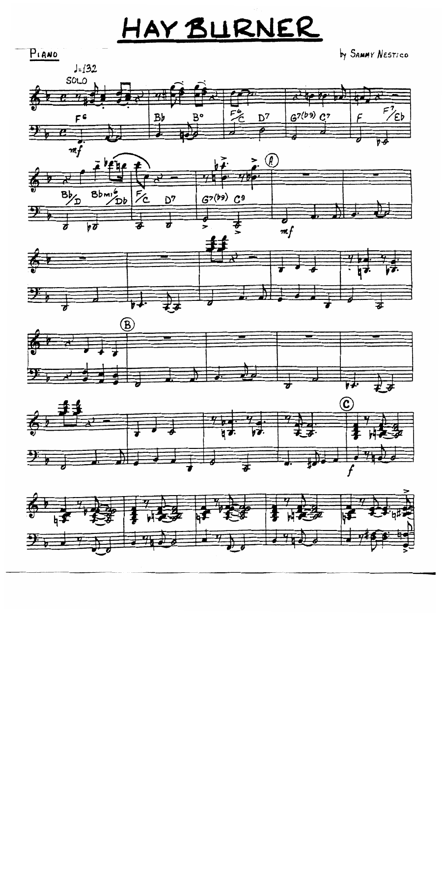 Hay Burner (S.Nestico) C.Basie — Big Band sheet music arranged by Count Basie | Jazz Standard