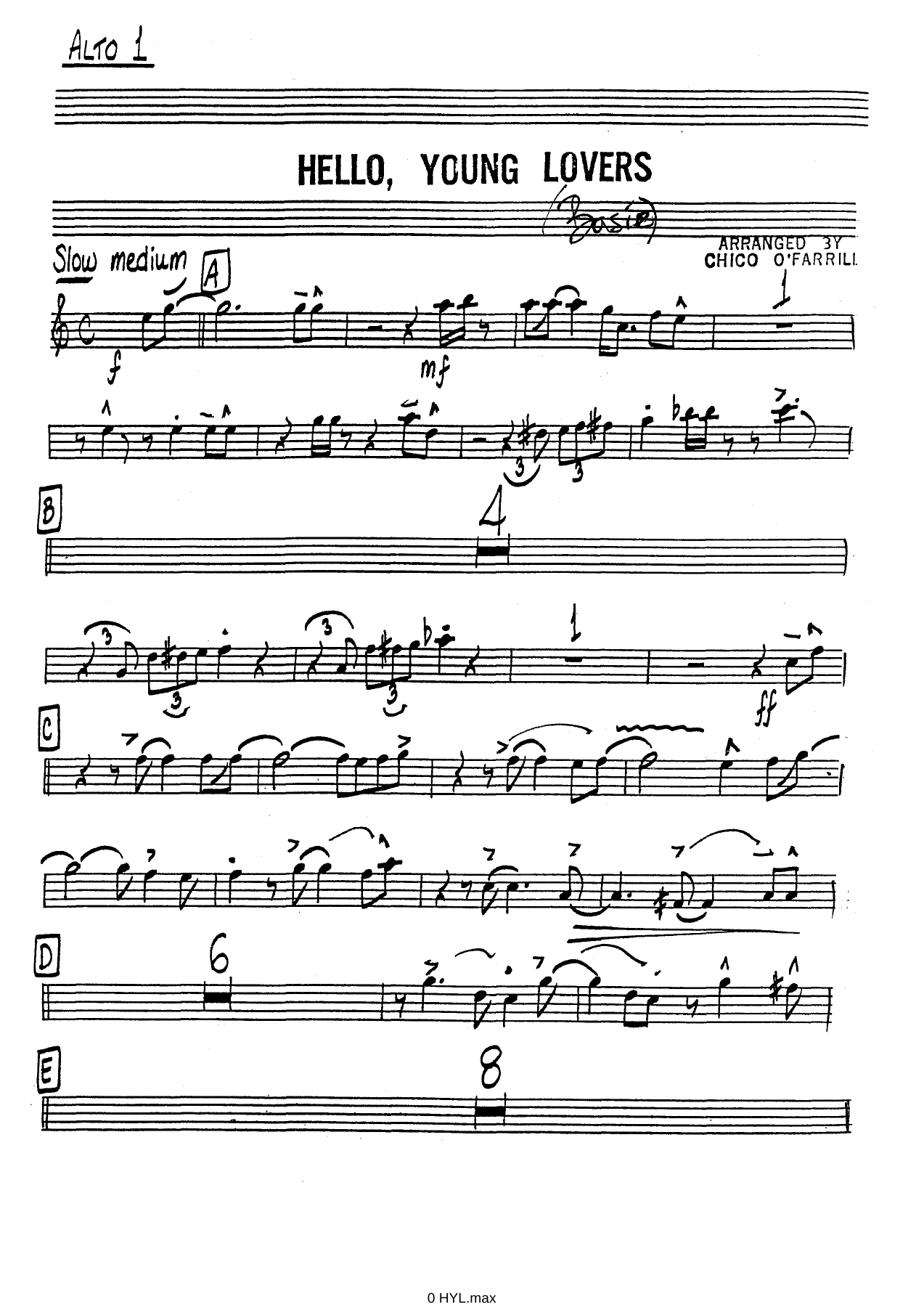 Hello, Young Lovers (C.O'Farrill) C.Basie — Big Band sheet music arranged by Count Basie | Jazz Standard