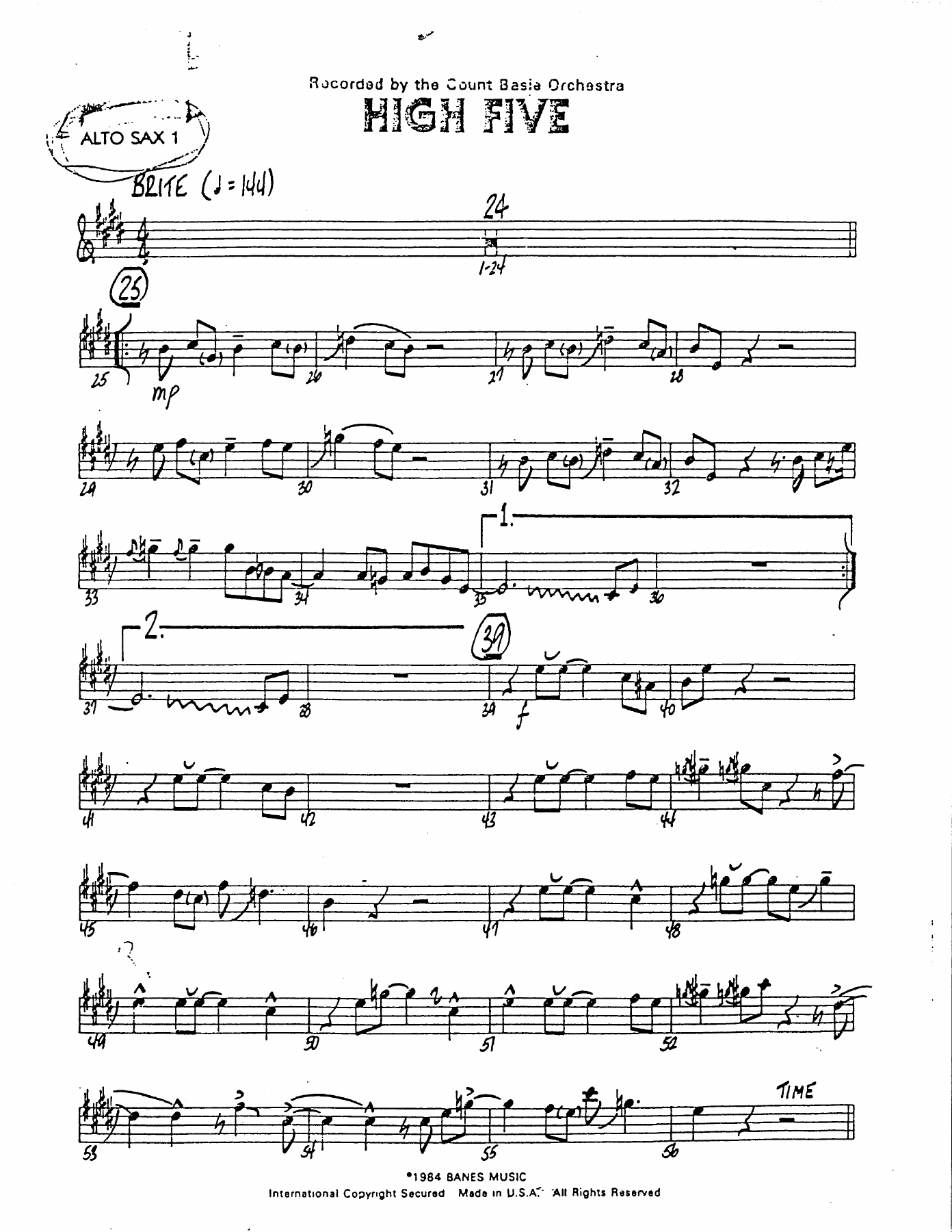 High Five — sheet music cover (first page)