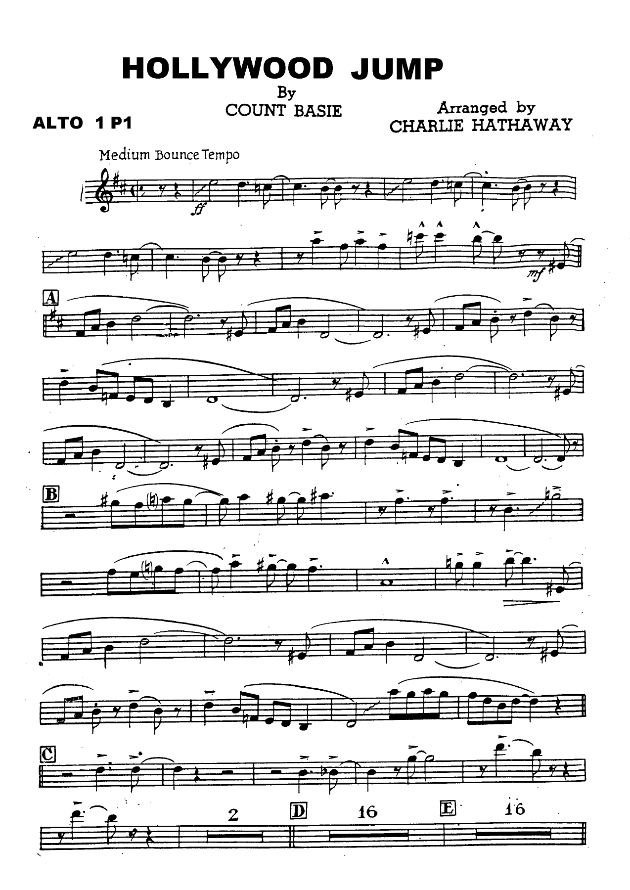 Hollywood Jump (C.Hathaway) C.Basie — 大乐队 sheet music by Count Basie | Jazz Standard