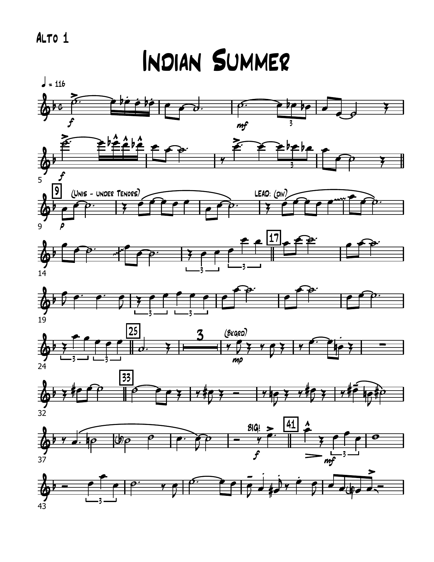 Indian Summer (S.Potter) C.Basie MP3 — Big Band sheet music arranged by Count Basie | Jazz Standard