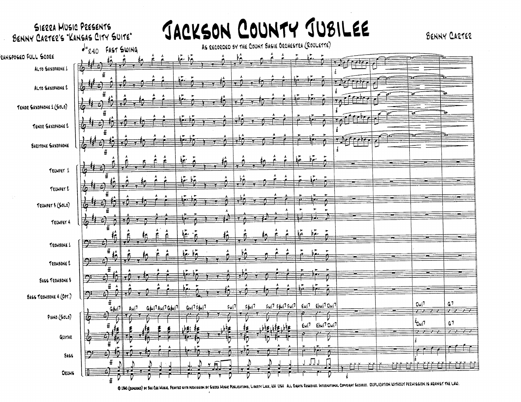 Jackson County Jubilee (B.Carter) C.Basie MP3 — Big Band sheet music arranged by Count Basie | Jazz Standard