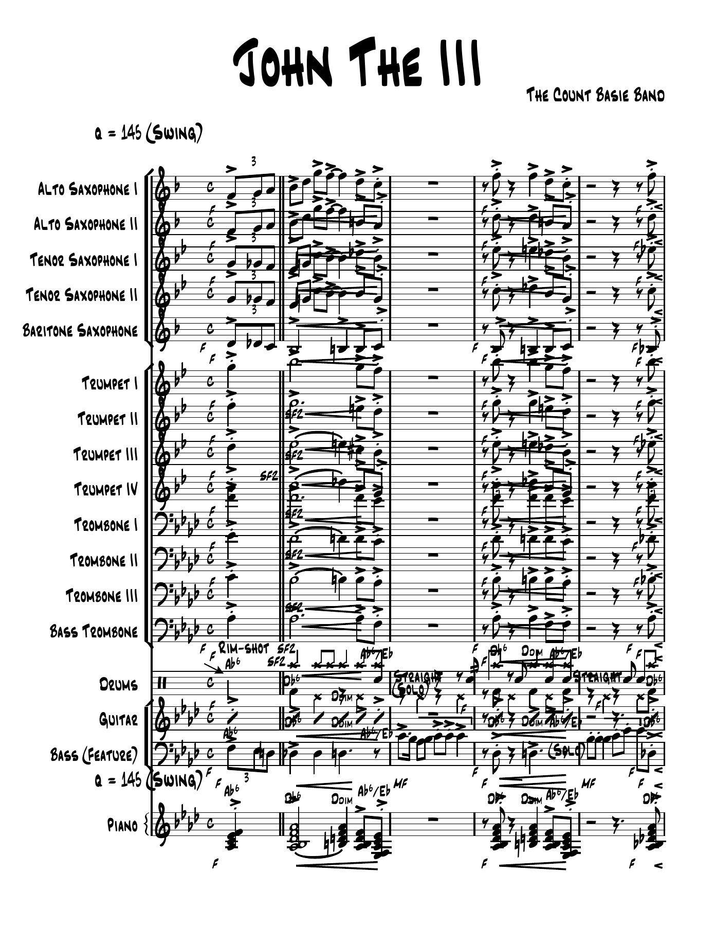 John The lll — sheet music cover (first page)