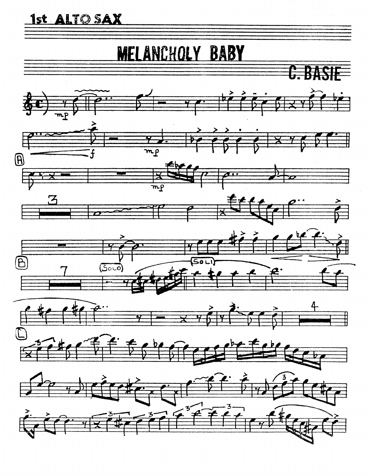 My Melancholy Baby — sheet music cover (first page)
