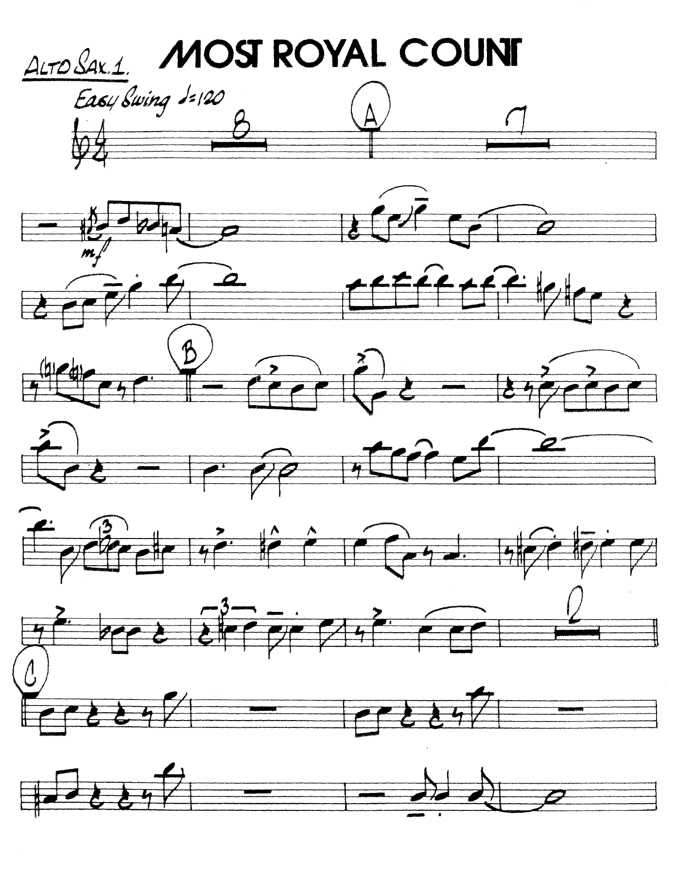 Most Royal Count — Big Band sheet music arranged by S.Nestico | Jazz Standard