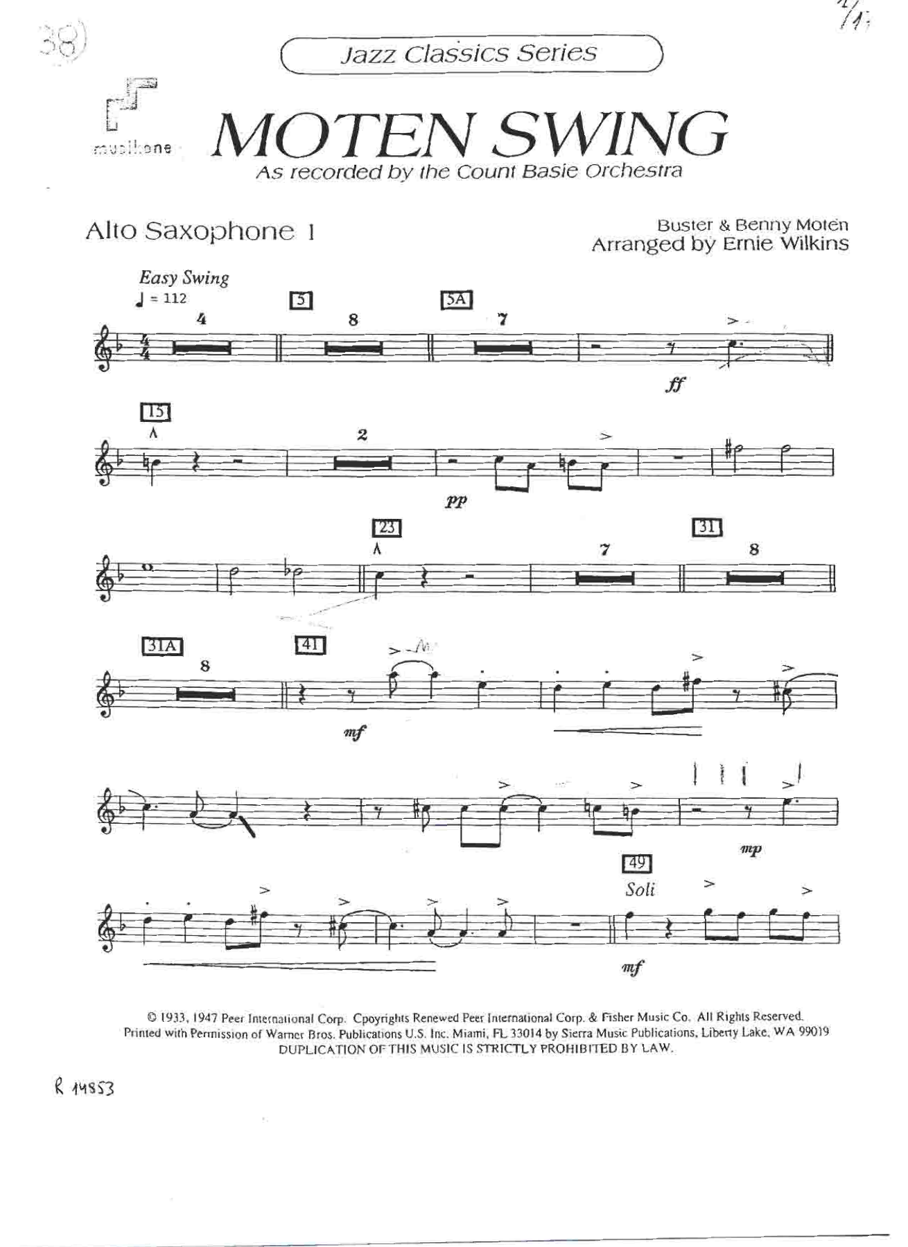 Moten Swing — sheet music cover (first page)