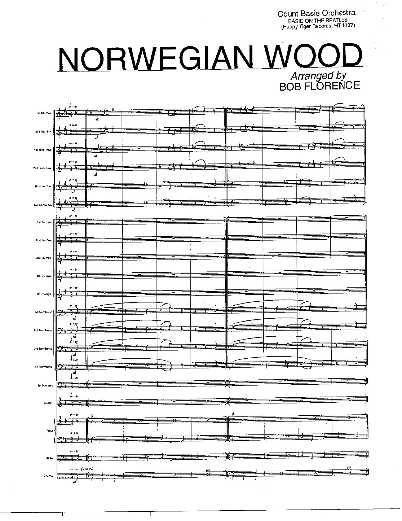 Norwegian Wood (B.Florence) C.Basie — sheet music preview
