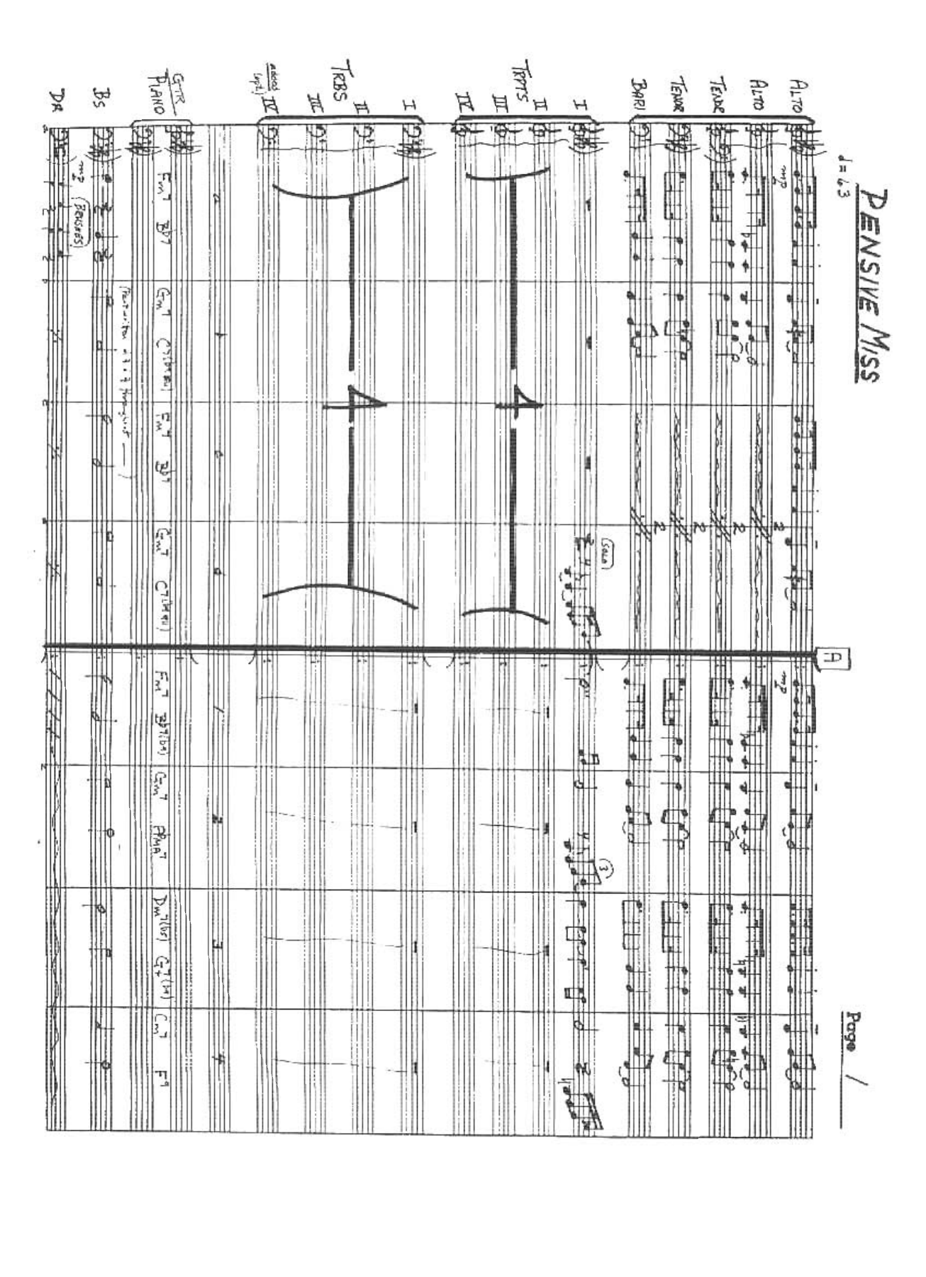 Pensive Miss (N.Hefti) C.Basie — Big Band sheet music arranged by Count Basie | Jazz Standard