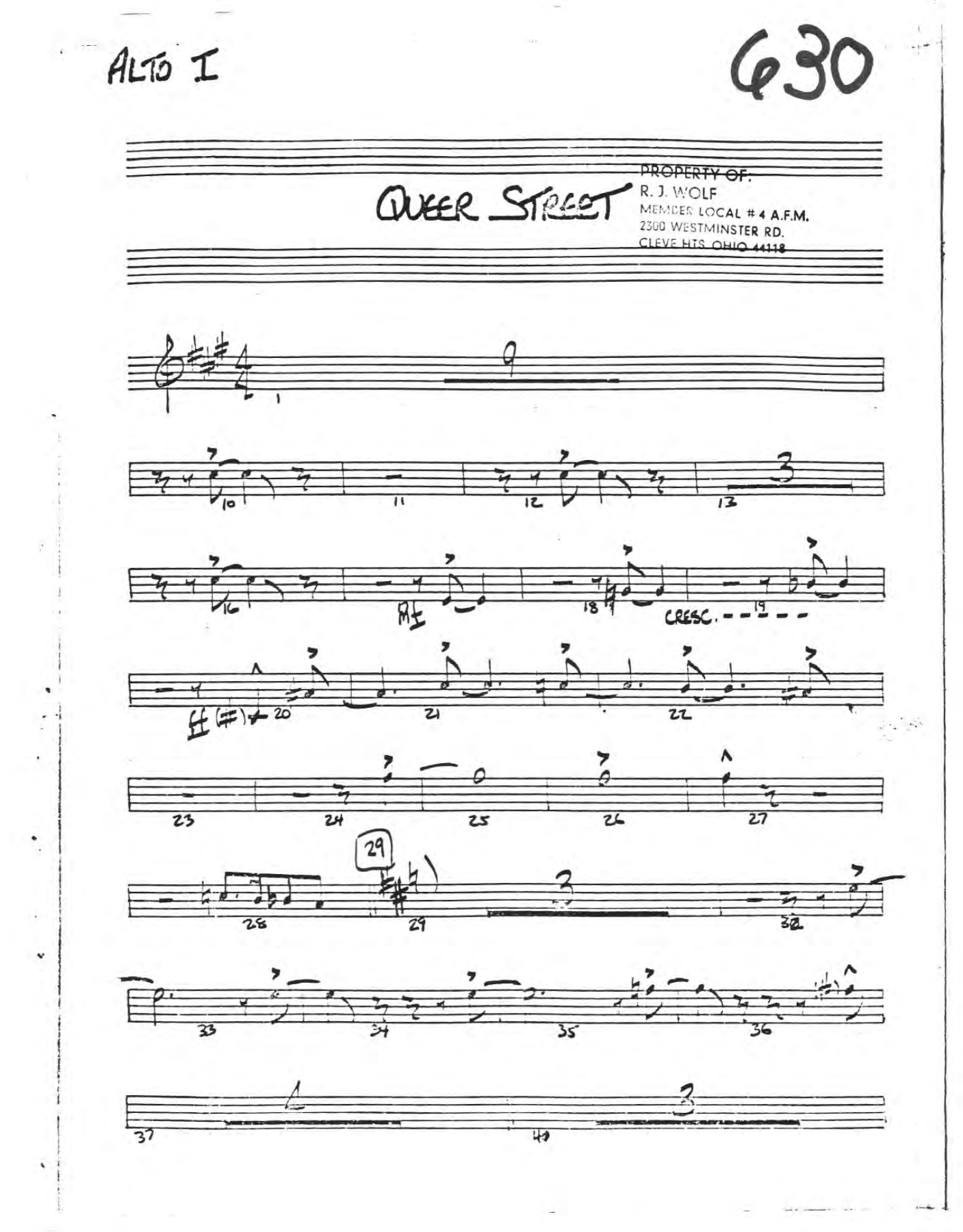 Queer Street (E.Wilkins) MP3.2 Arr — Big Band sheet music arranged by Count Basie | Jazz Standard
