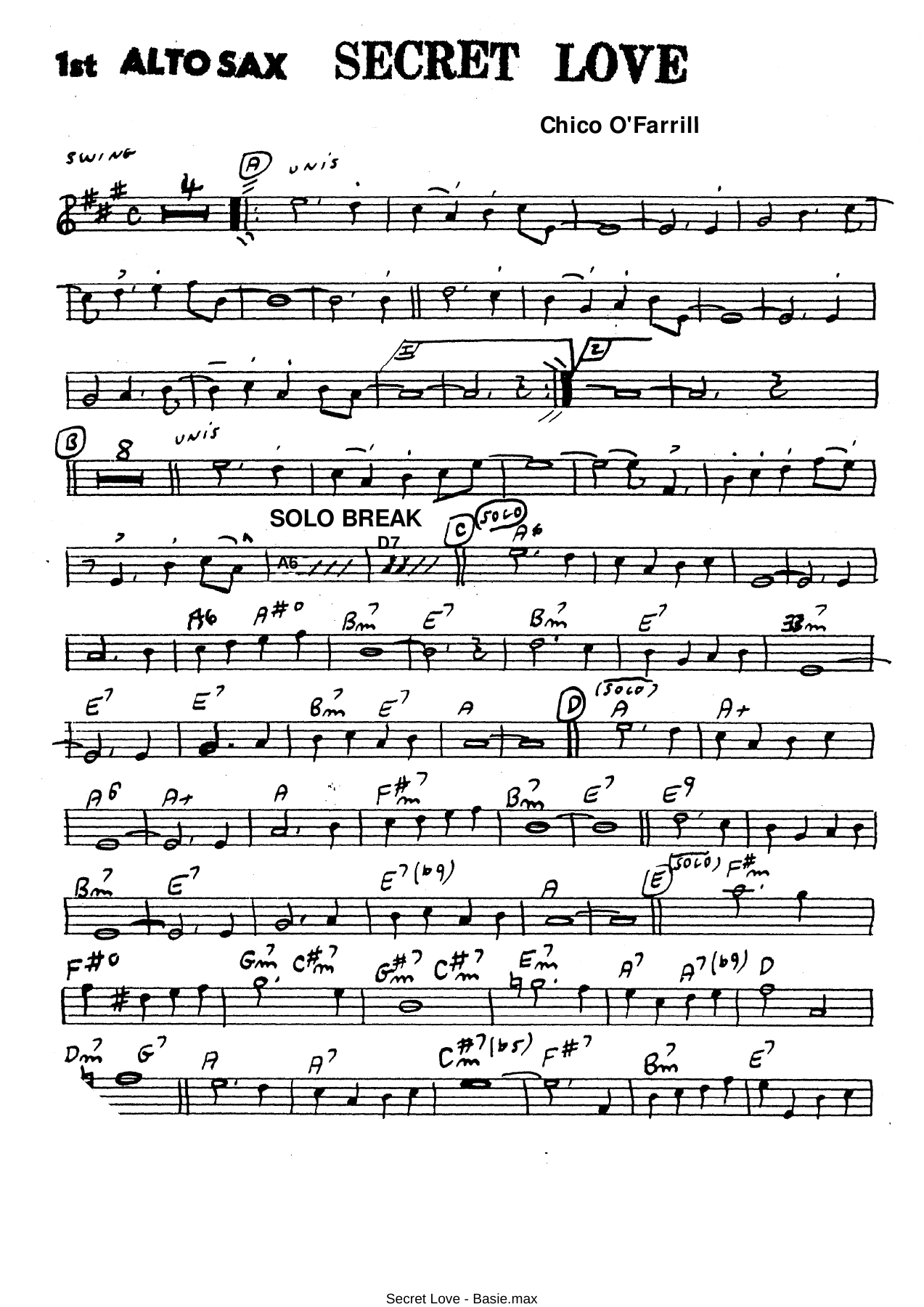 Secret Love (C.O'Farrill) C.Basie — page 1