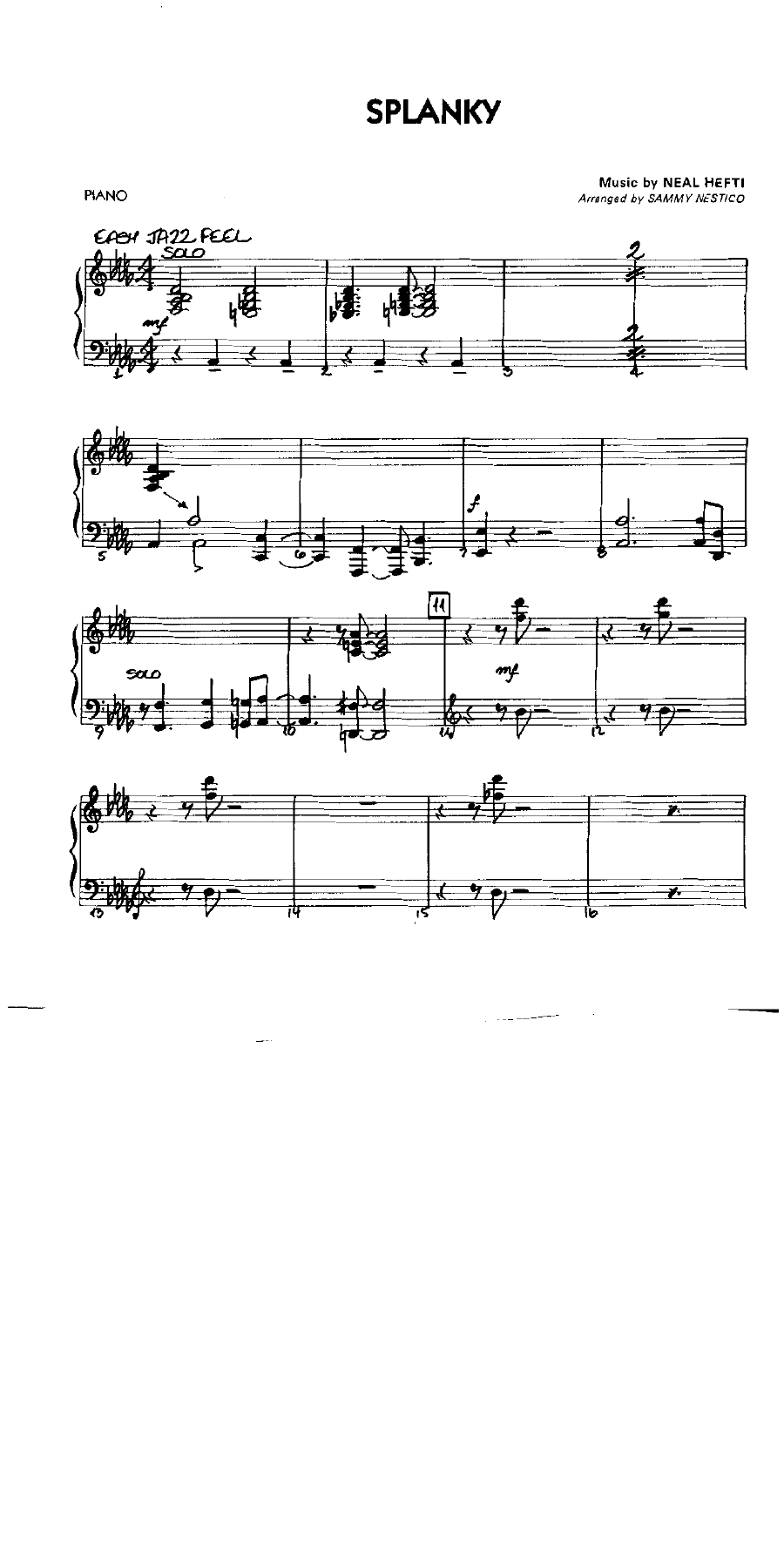 Splanky — sheet music cover (first page)