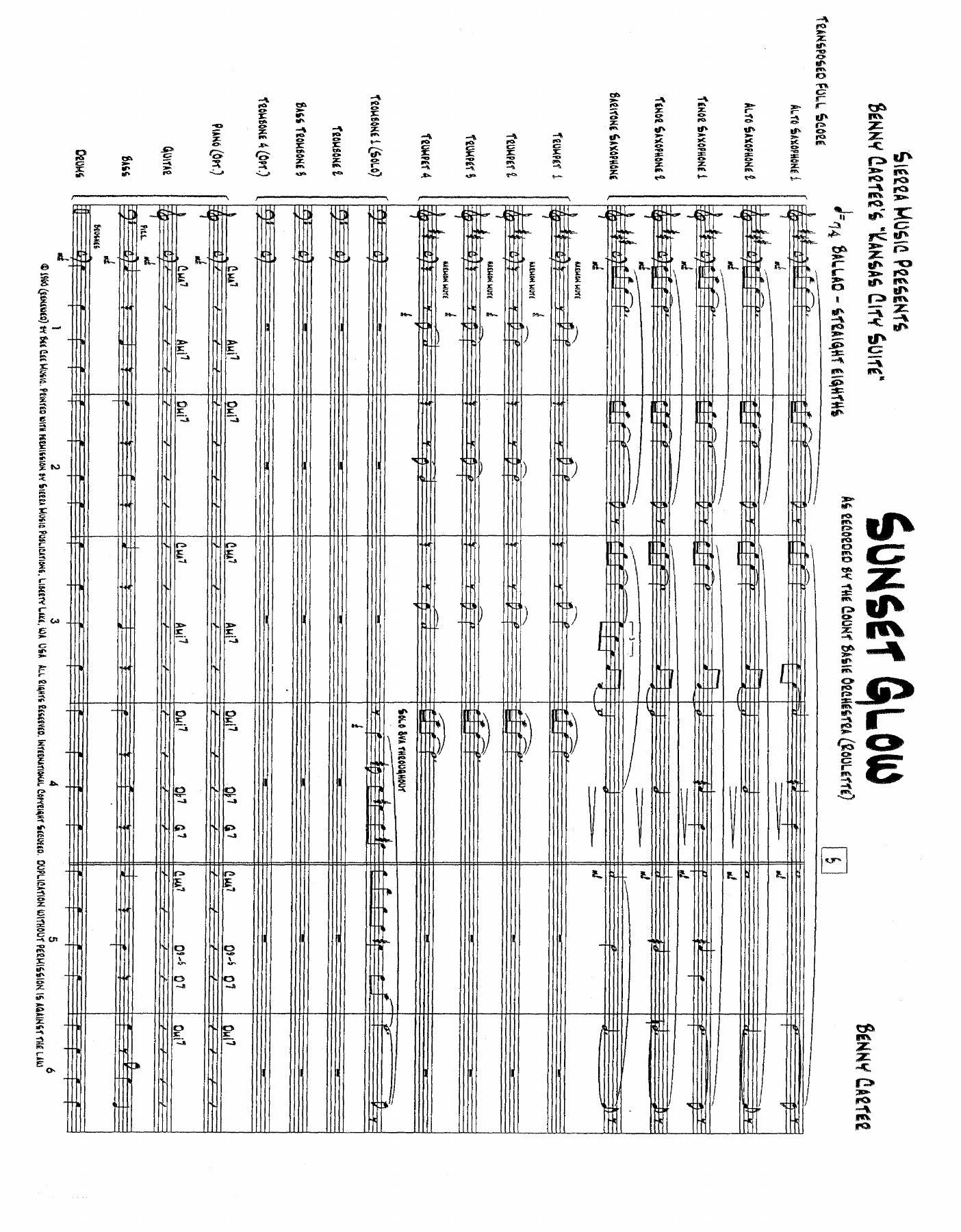 Sunset Glow (B.Carter) C.Basie. MP3 — Big Band sheet music arranged by Count Basie | Jazz Standard