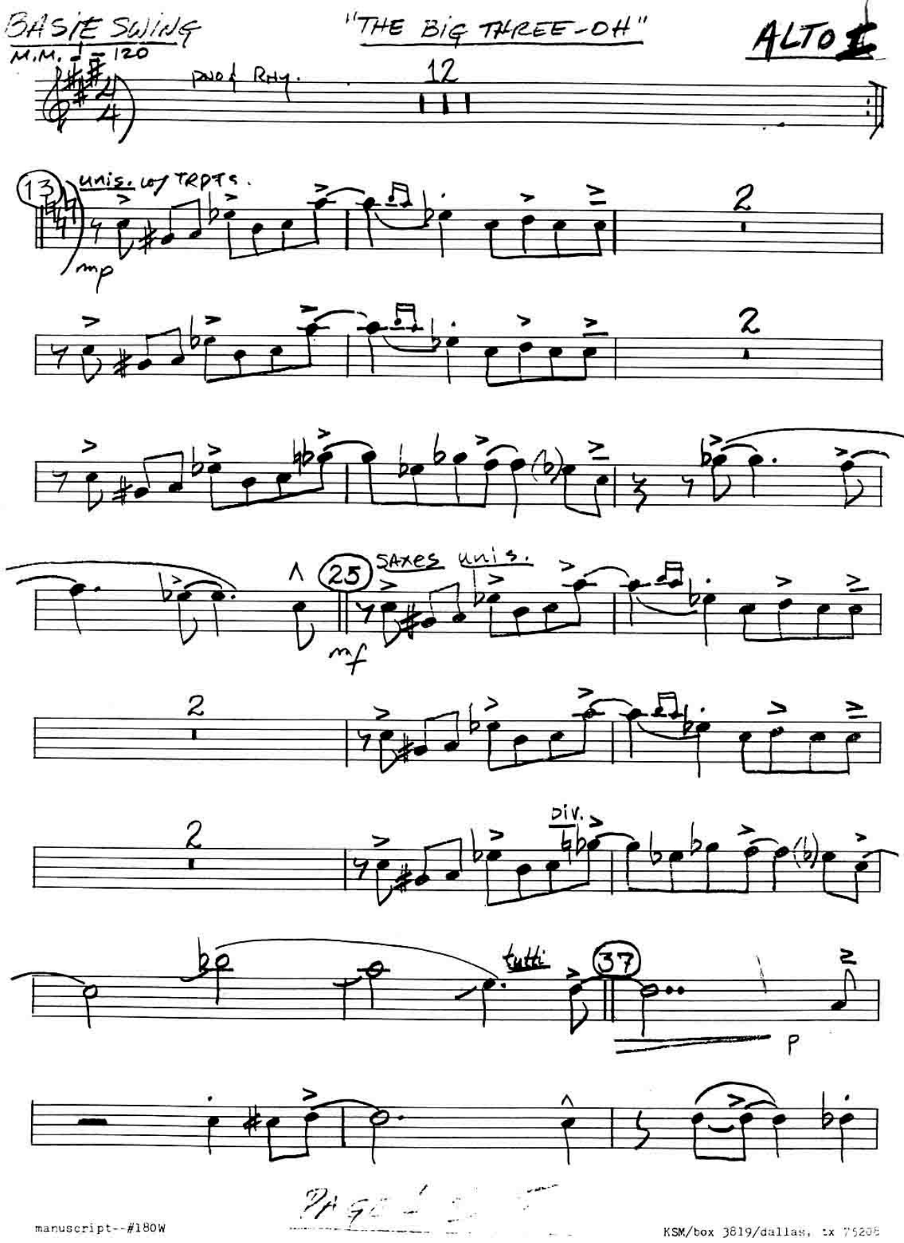 The Big Three-Oh — sheet music cover (first page)