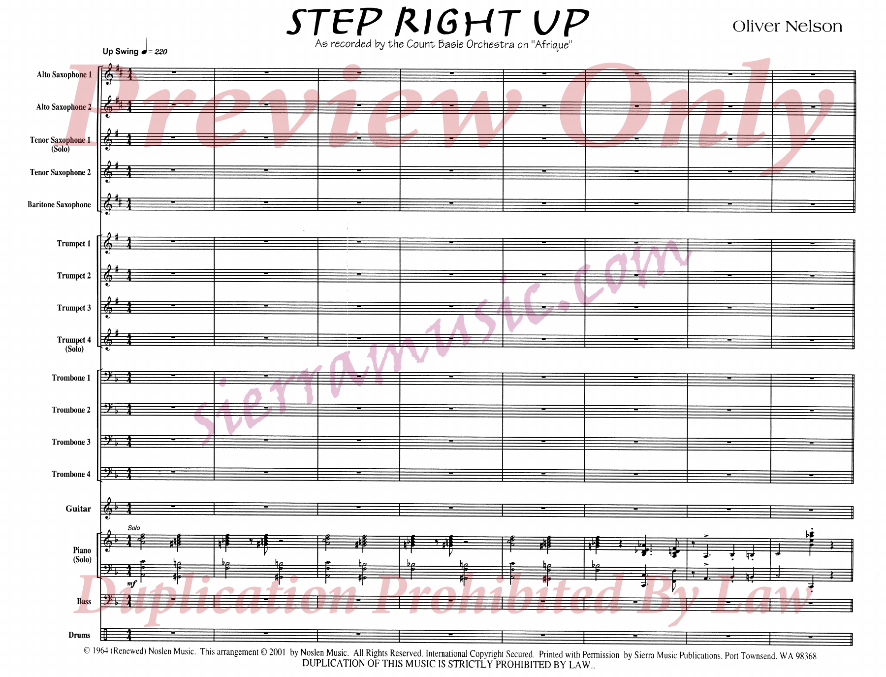 Step Right Up (O.Nelson) C.Basie — sheet music cover (first page)
