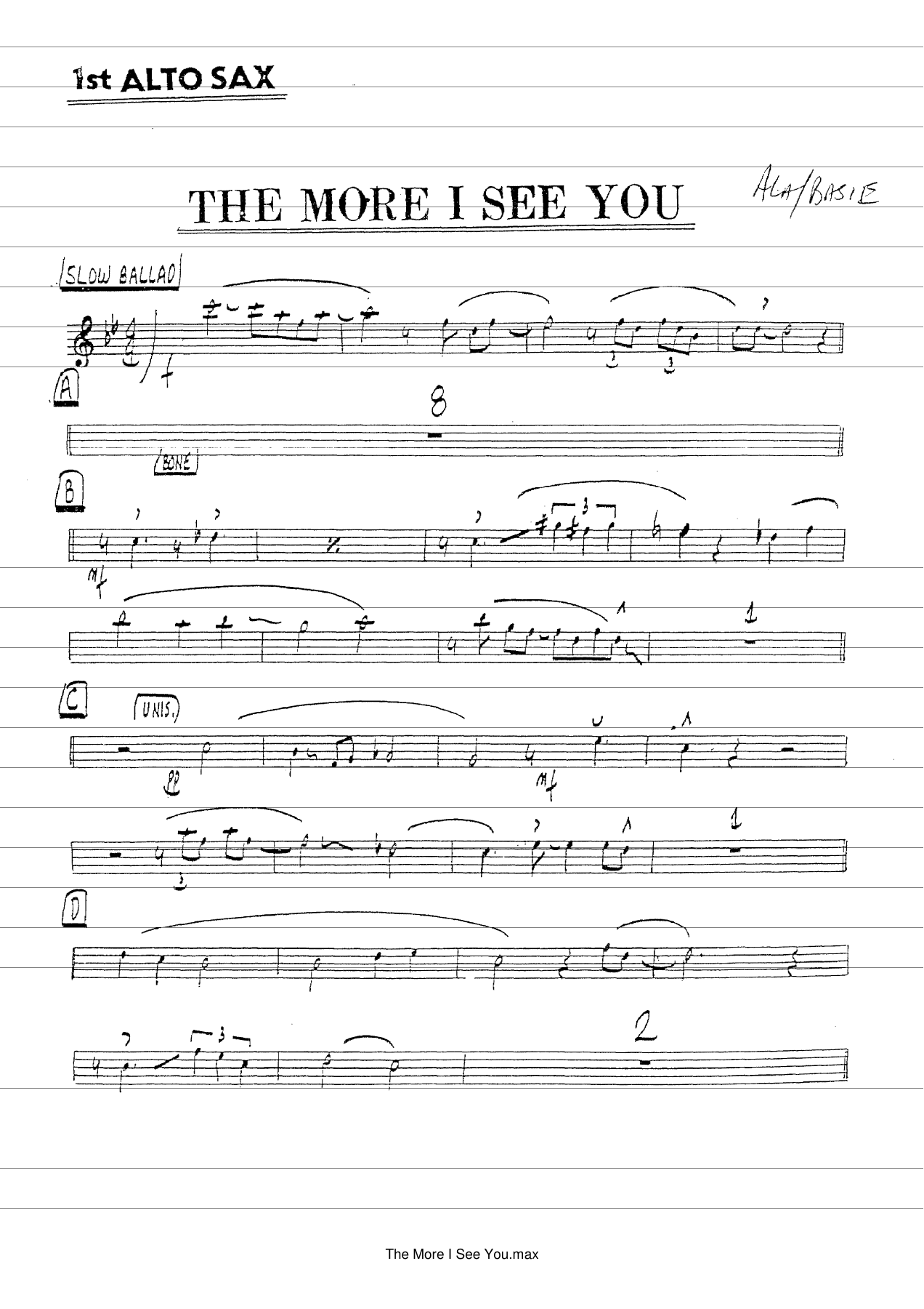 The More I See You — Big Band sheet music arranged by C.Basie | Jazz Standard