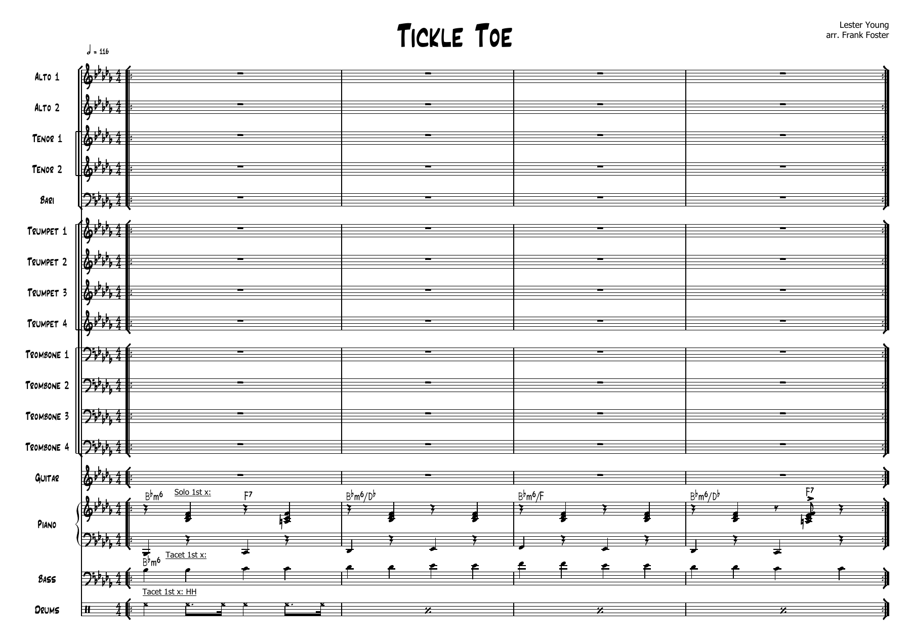 Tickle Toe (F.Foster) C.Basie MP3 — sheet music cover (first page)