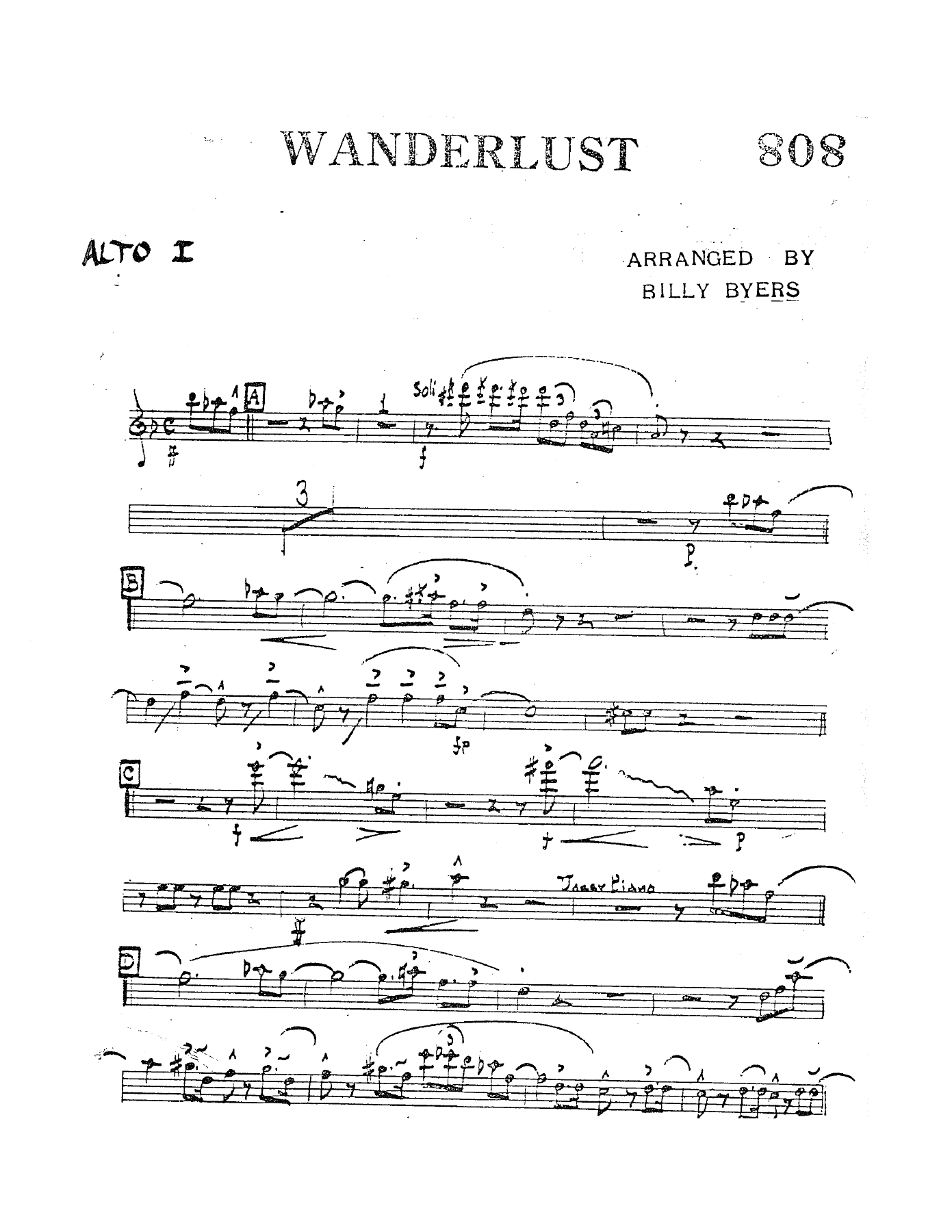 Wanderlust (B.Byers) C.Basie — Big Band sheet music arranged by Count Basie | Jazz Standard