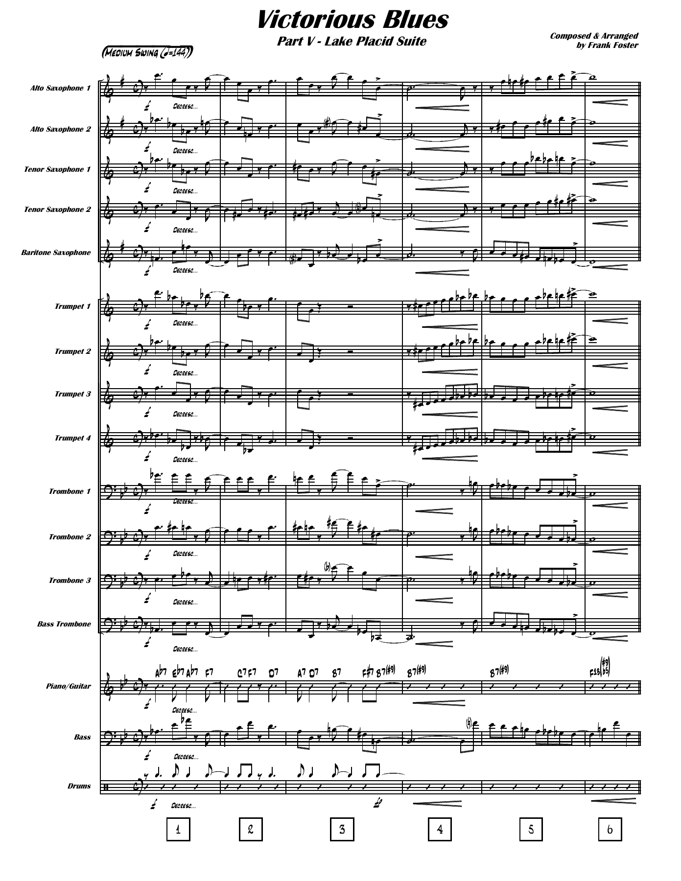 Victorious Blues (F.Foster) C.Basie — Big Band sheet music arranged by Count Basie | Jazz Standard