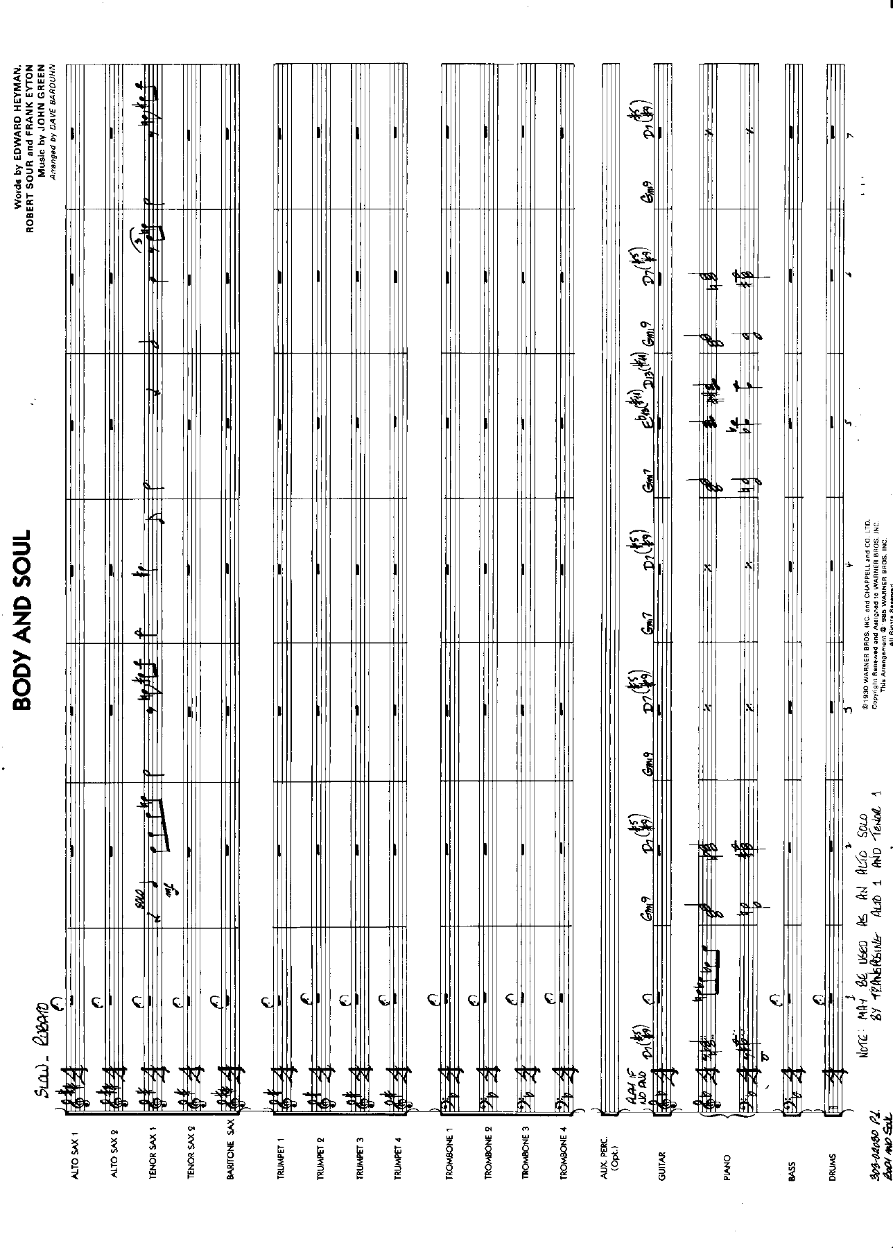 Body And Soul — sheet music cover (first page)