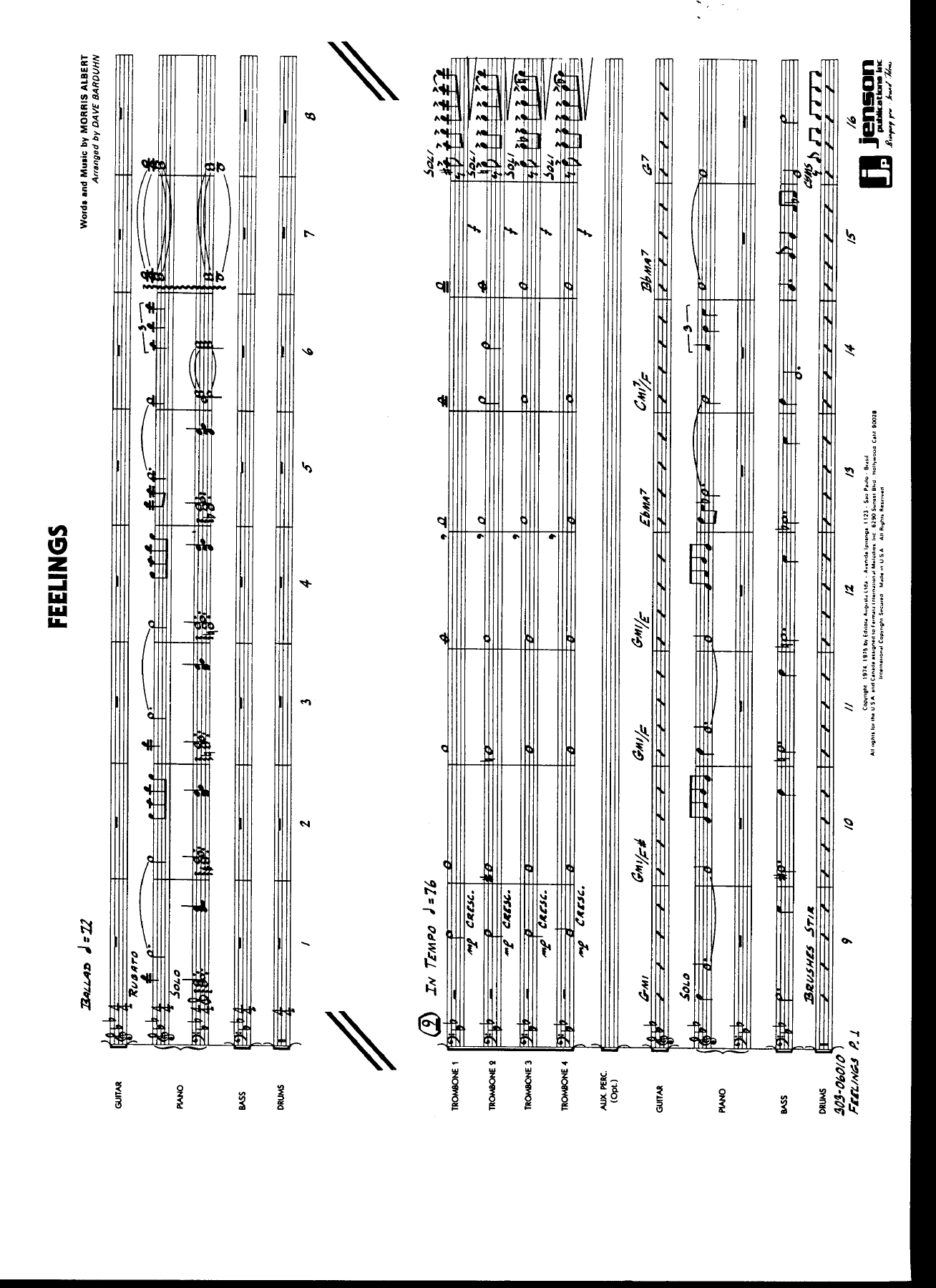 Feelings — Big Band sheet music arranged by D.Barduhn | Jazz Standard