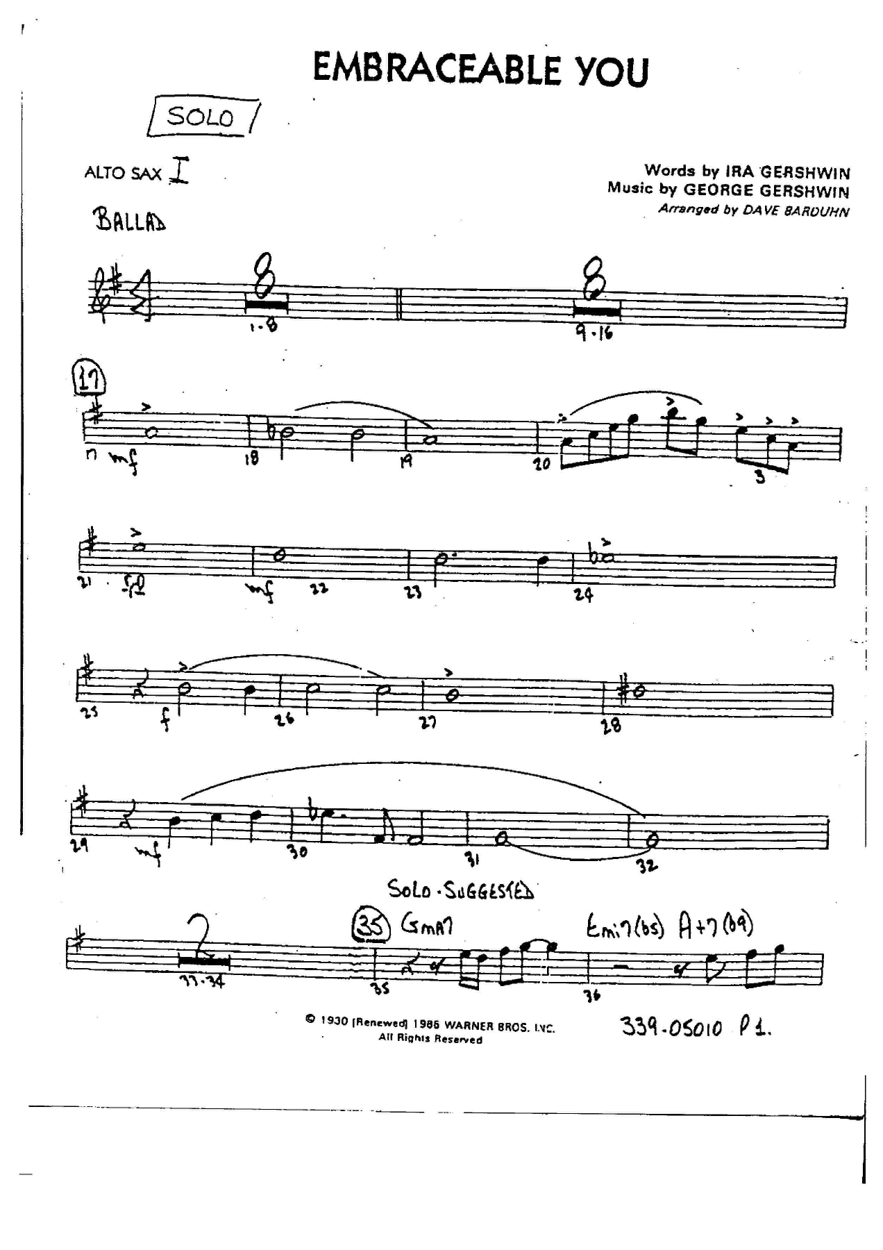 Embraceable You — sheet music cover (first page)