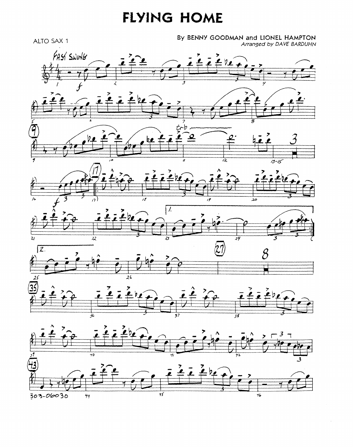 Flying Home — sheet music cover (first page)