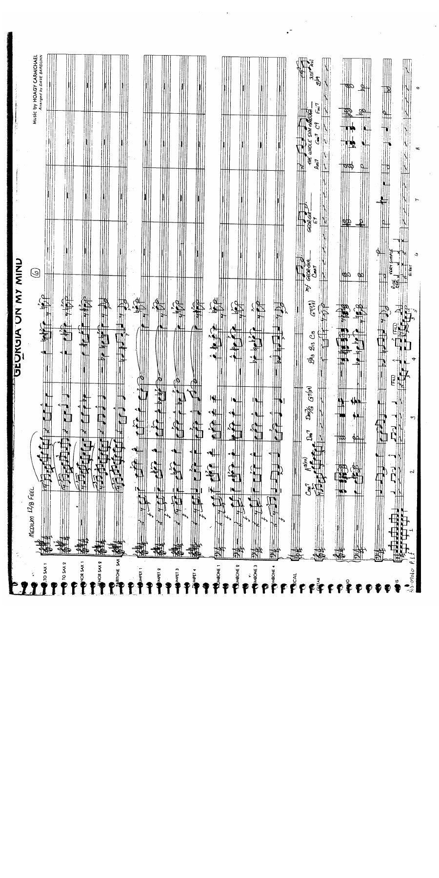 Georgia On My Mind — Big Band sheet music arranged by D.Barduhn | Jazz Vocal