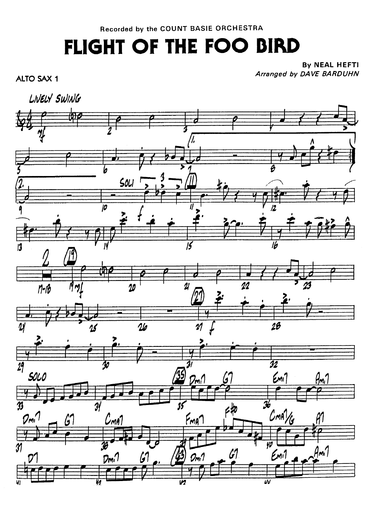 Flight Of The Foo Bird — Big Band sheet music arranged by D.Barduhn | Jazz Standard