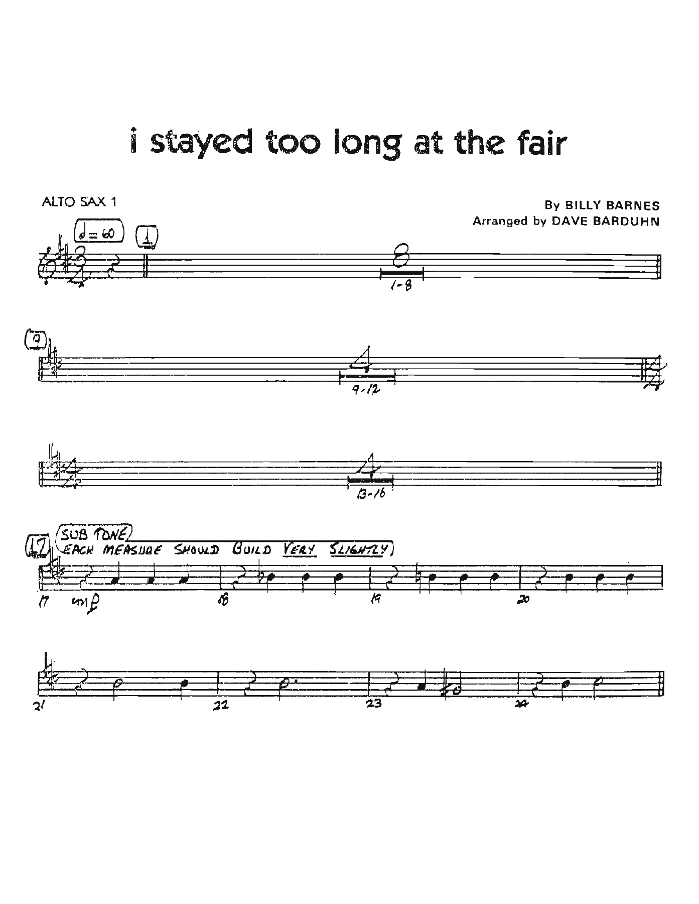 I Stayed Too Long At The Fair — sheet music preview