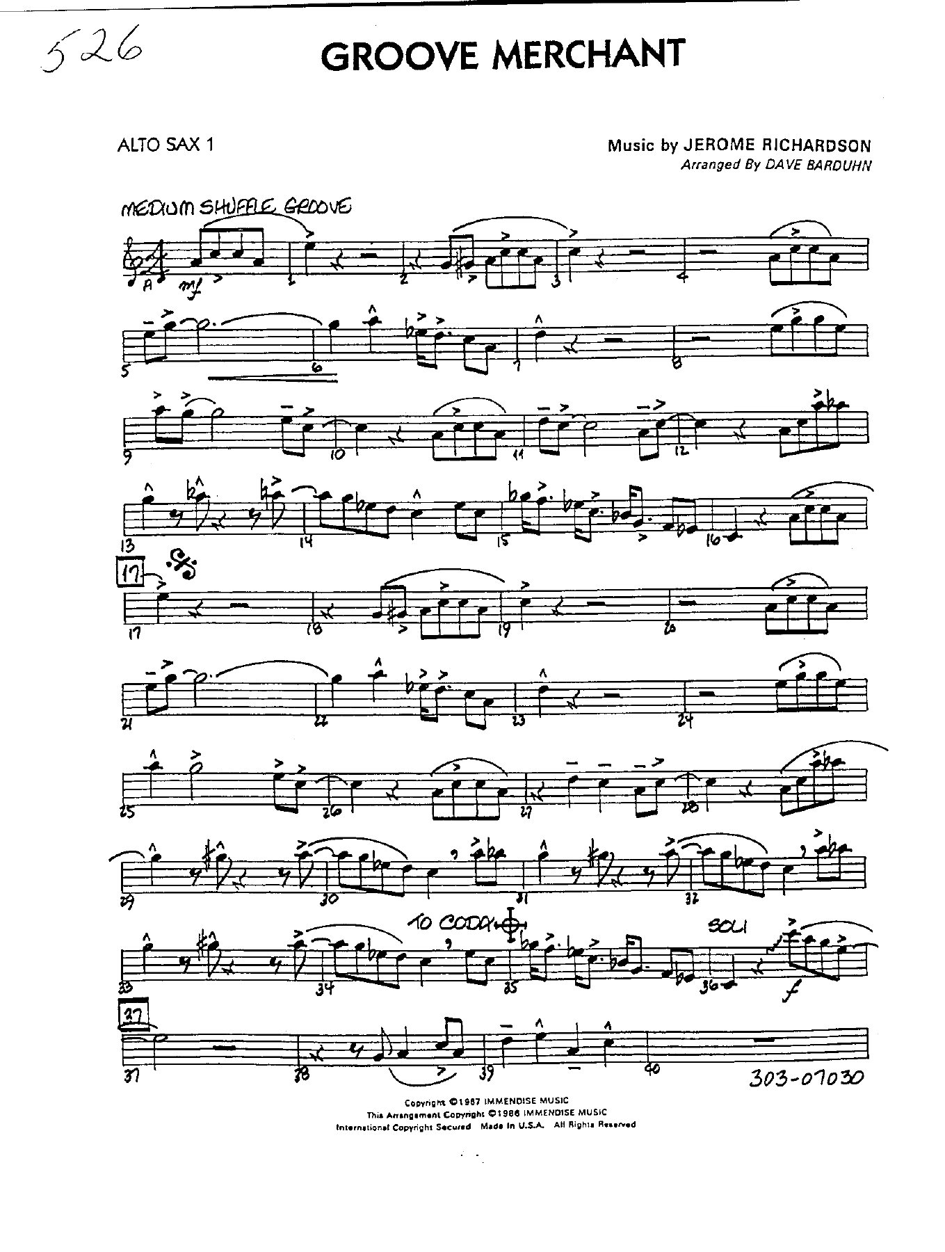 Groove Merchant — sheet music cover (first page)