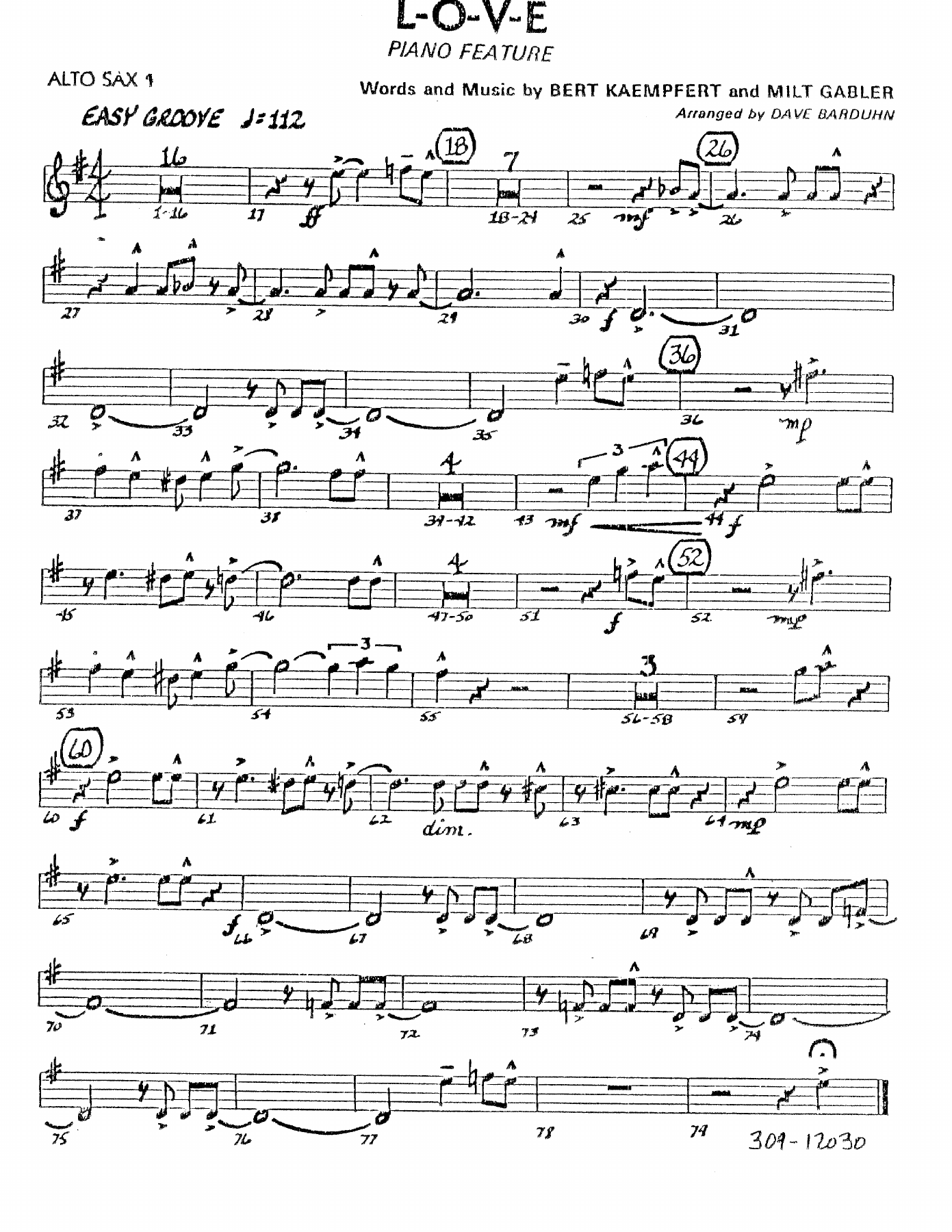 L-O-V-E — sheet music cover (first page)