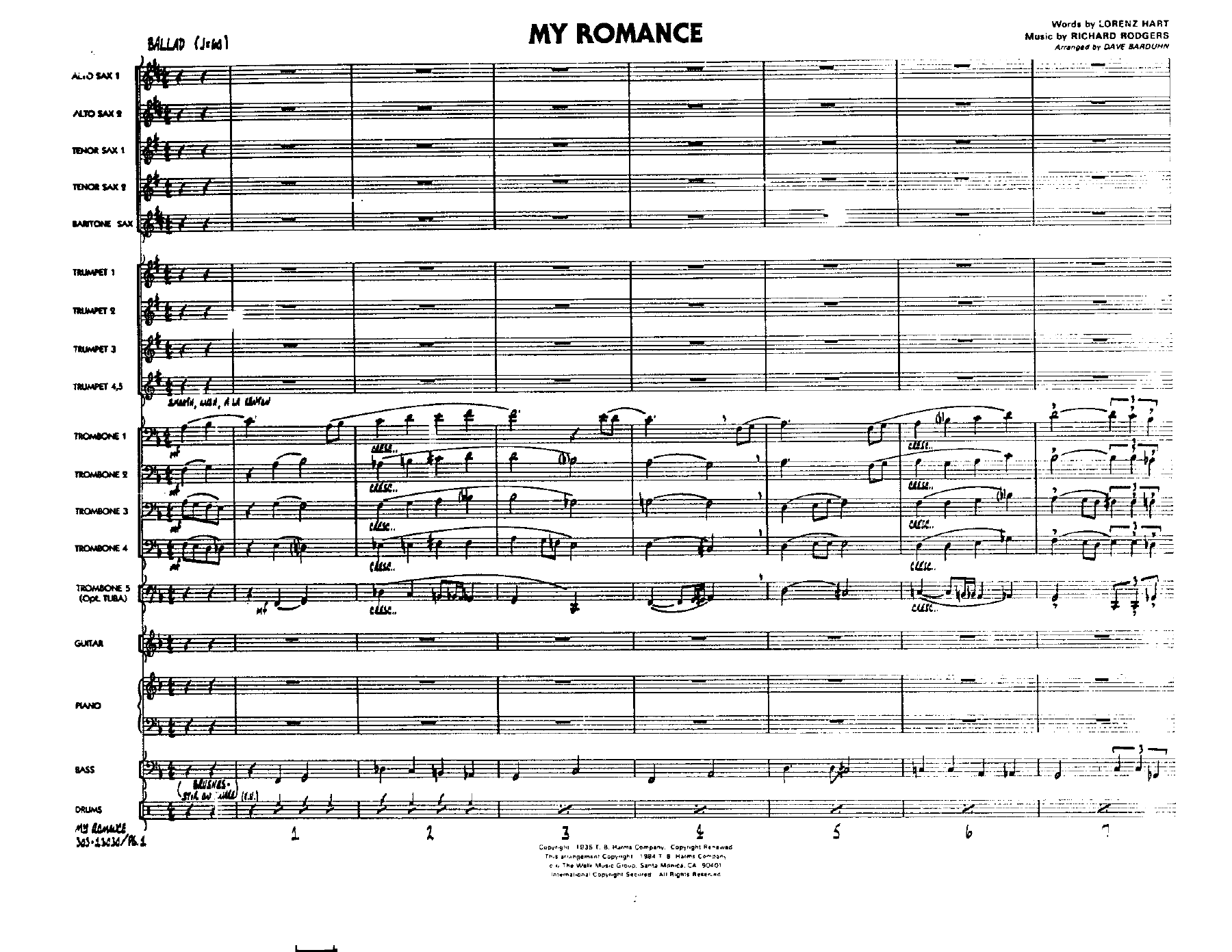 My Romance — sheet music cover (first page)